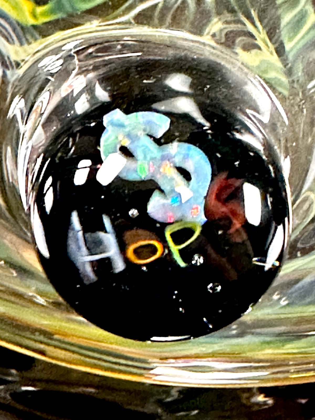 Hops x B$ Collab Beaker Fully Fumed with Many Worked Marbles