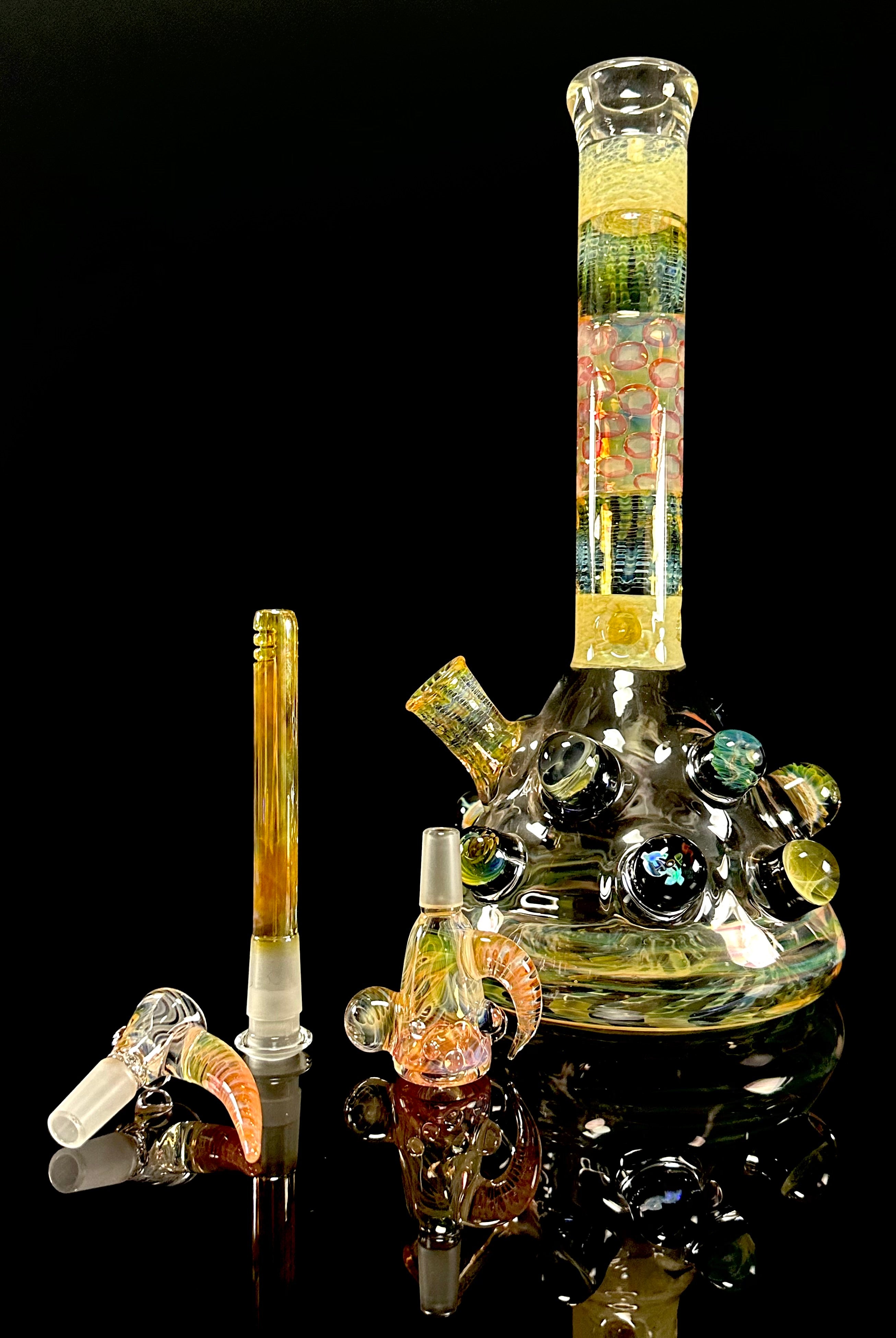 Hops x B$ Collab Beaker Fully Fumed with Many Worked Marbles