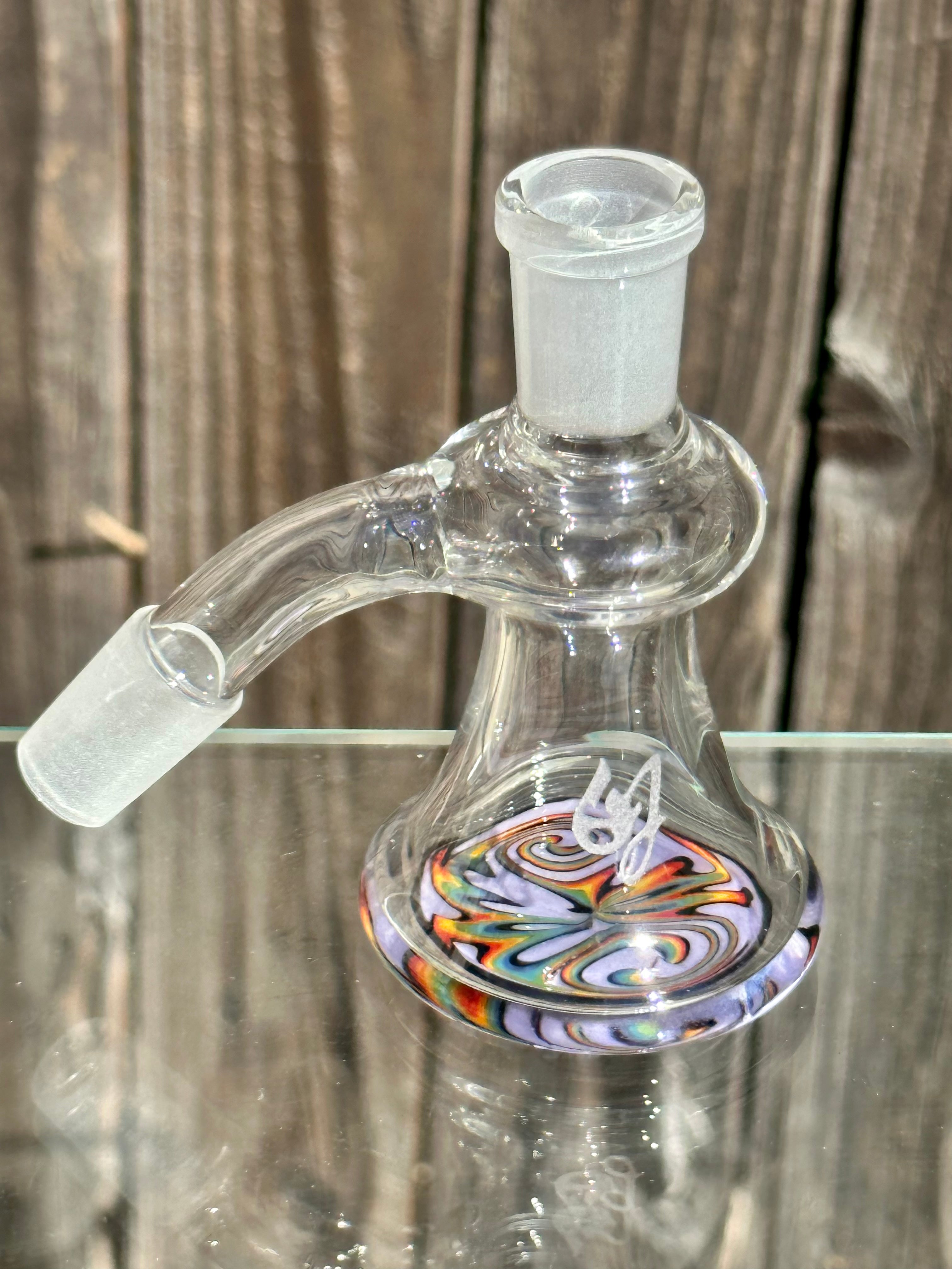 OJ Flame Wisteria Rainbow Wigwag 14mm 45 Degree Dry Catch