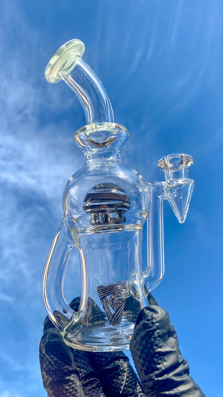 Tube Sock Glass Hustle Brain Bubbler Wig Wag Ball Black & White - TheSmokeyMcPotz Collection