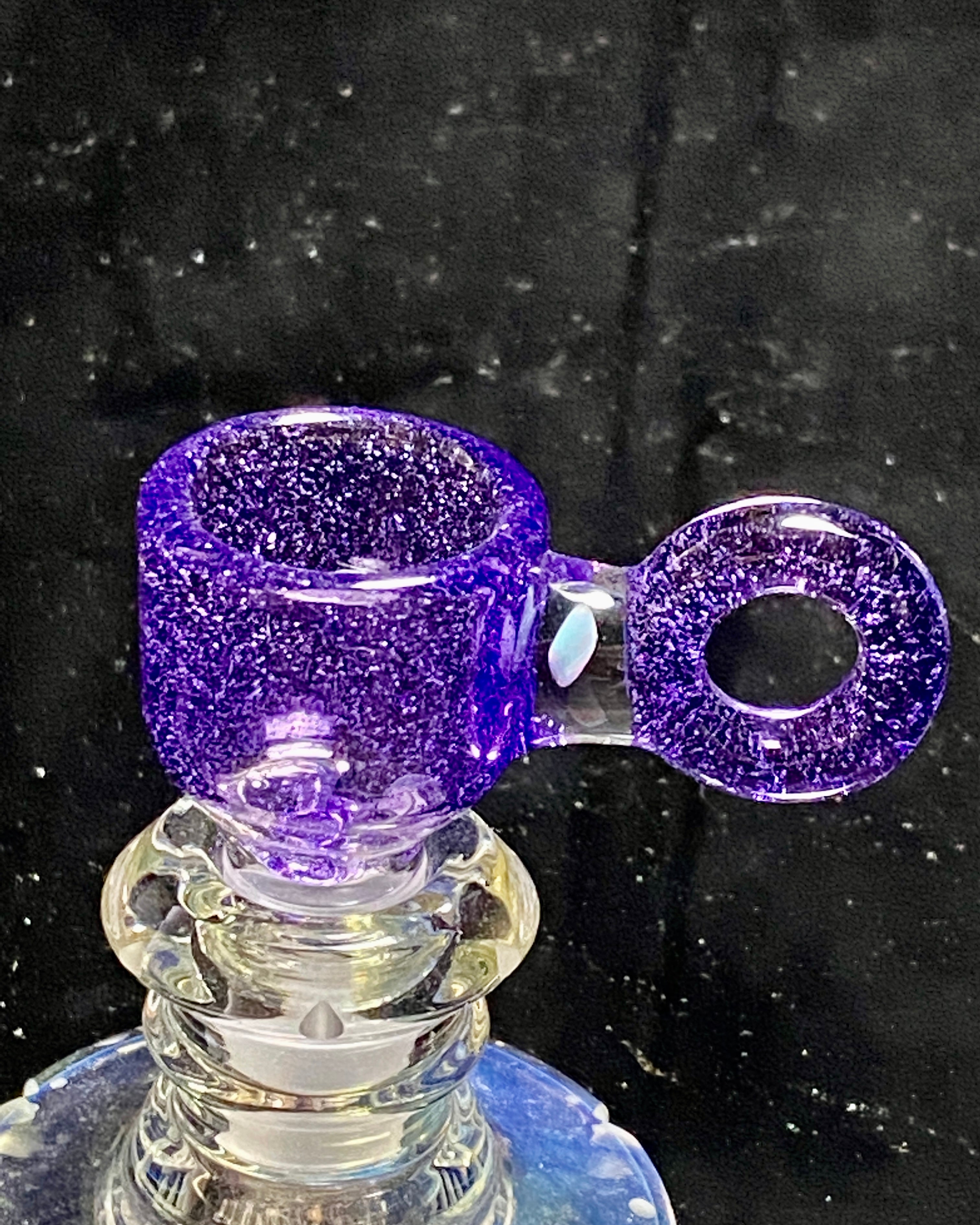 Mary Blows Glass Purple Ring Handle w- Opal 14mm - TheSmokeyMcPotz Collection