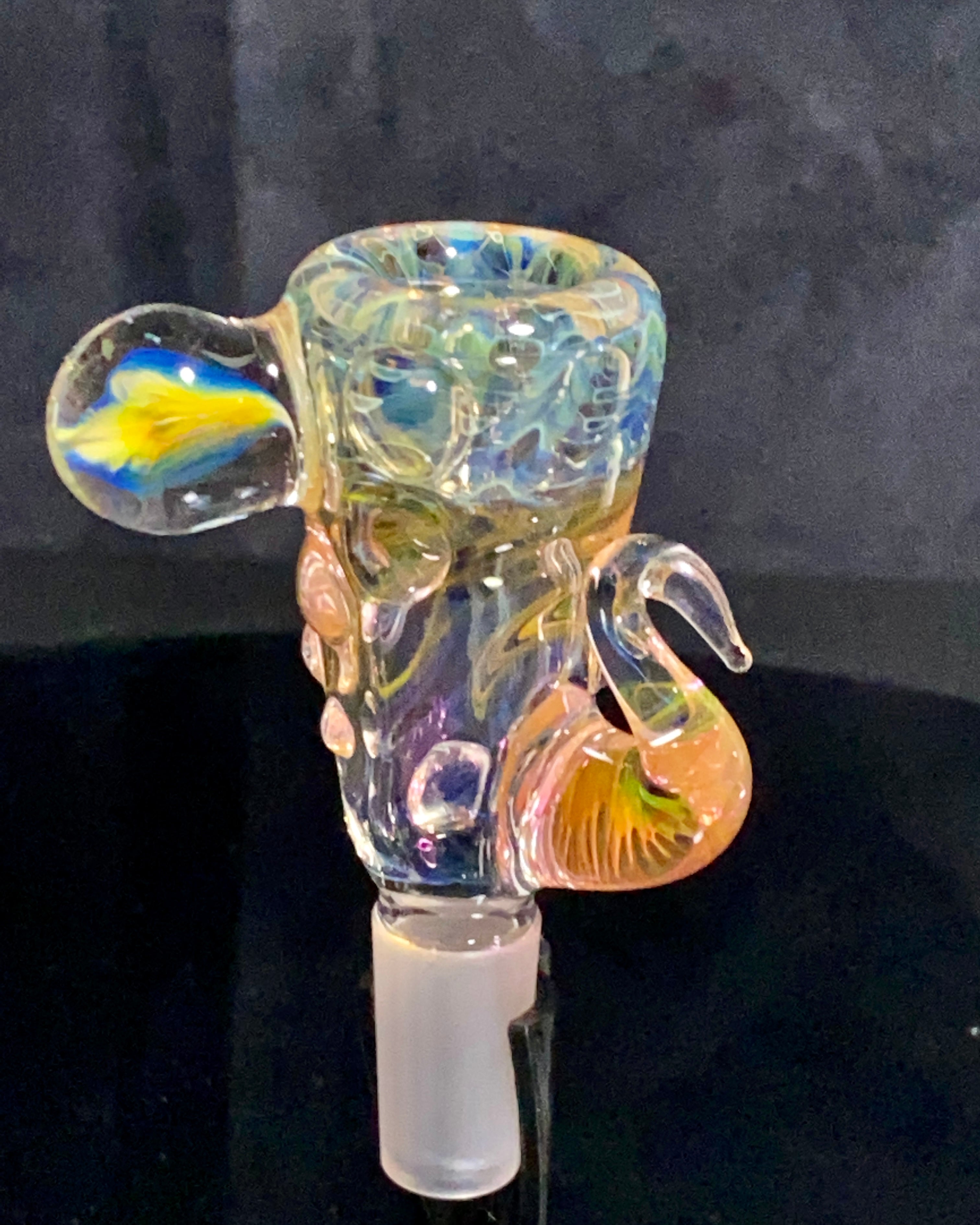 B $ Glass Fumed 14mm Dubs Slide #1 - TheSmokeyMcPotz Collection
