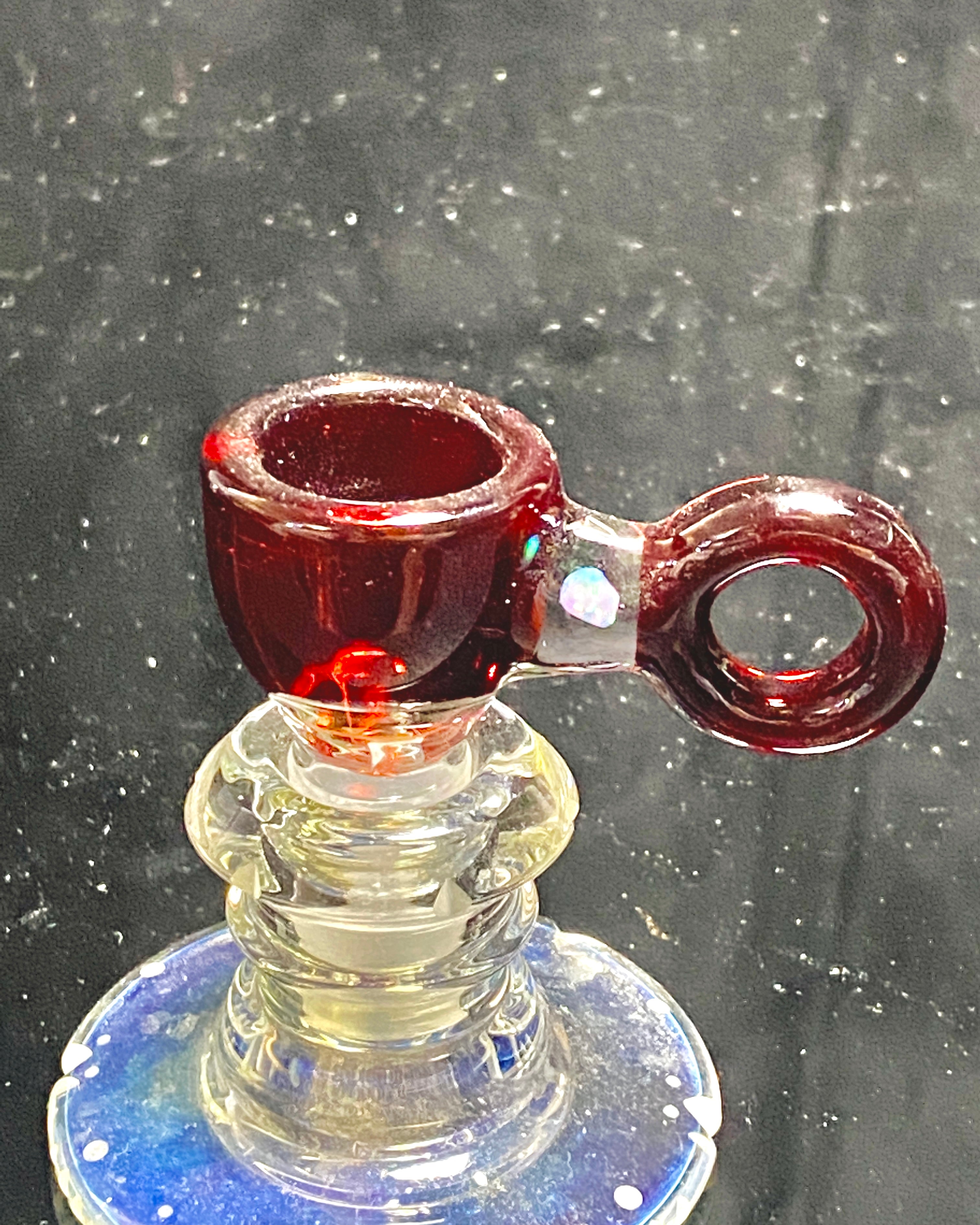 Mary Blows Glass Red Ring Handle w/ Opal 14mm - TheSmokeyMcPotz Collection