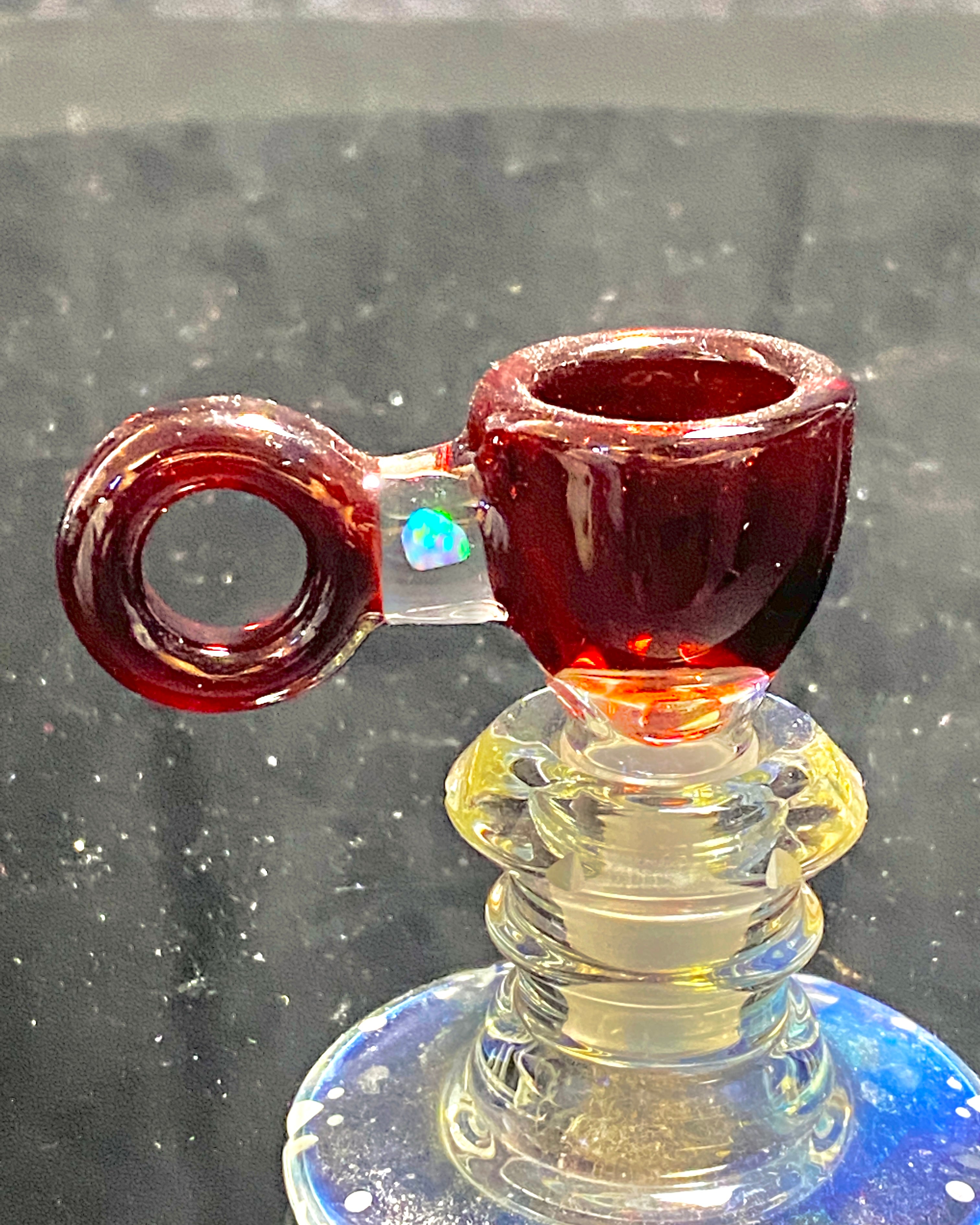 Mary Blows Glass Red Ring Handle w/ Opal 14mm - TheSmokeyMcPotz Collection
