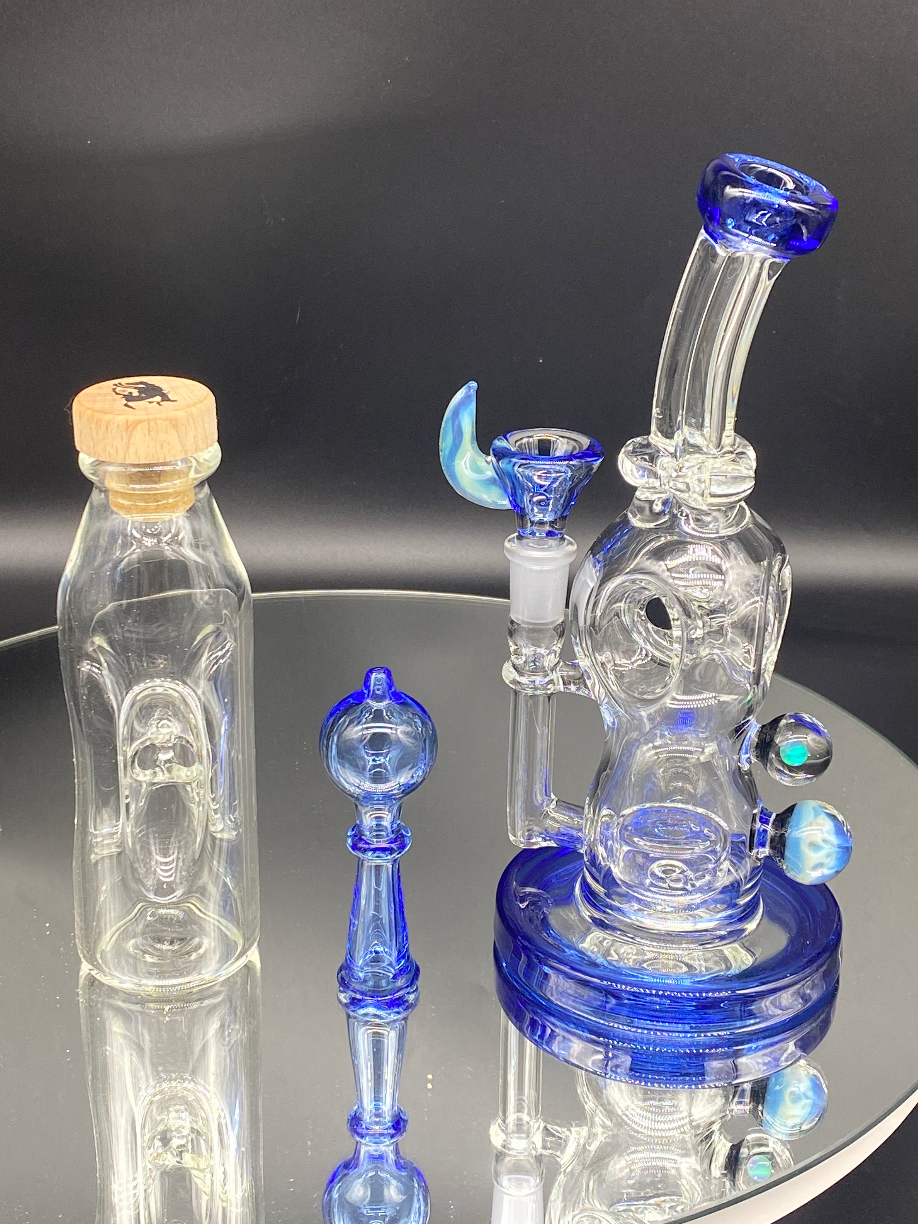 Davin Titland Blue Custom Rig Set with Marbles - TheSmokeyMcPotz Collection
