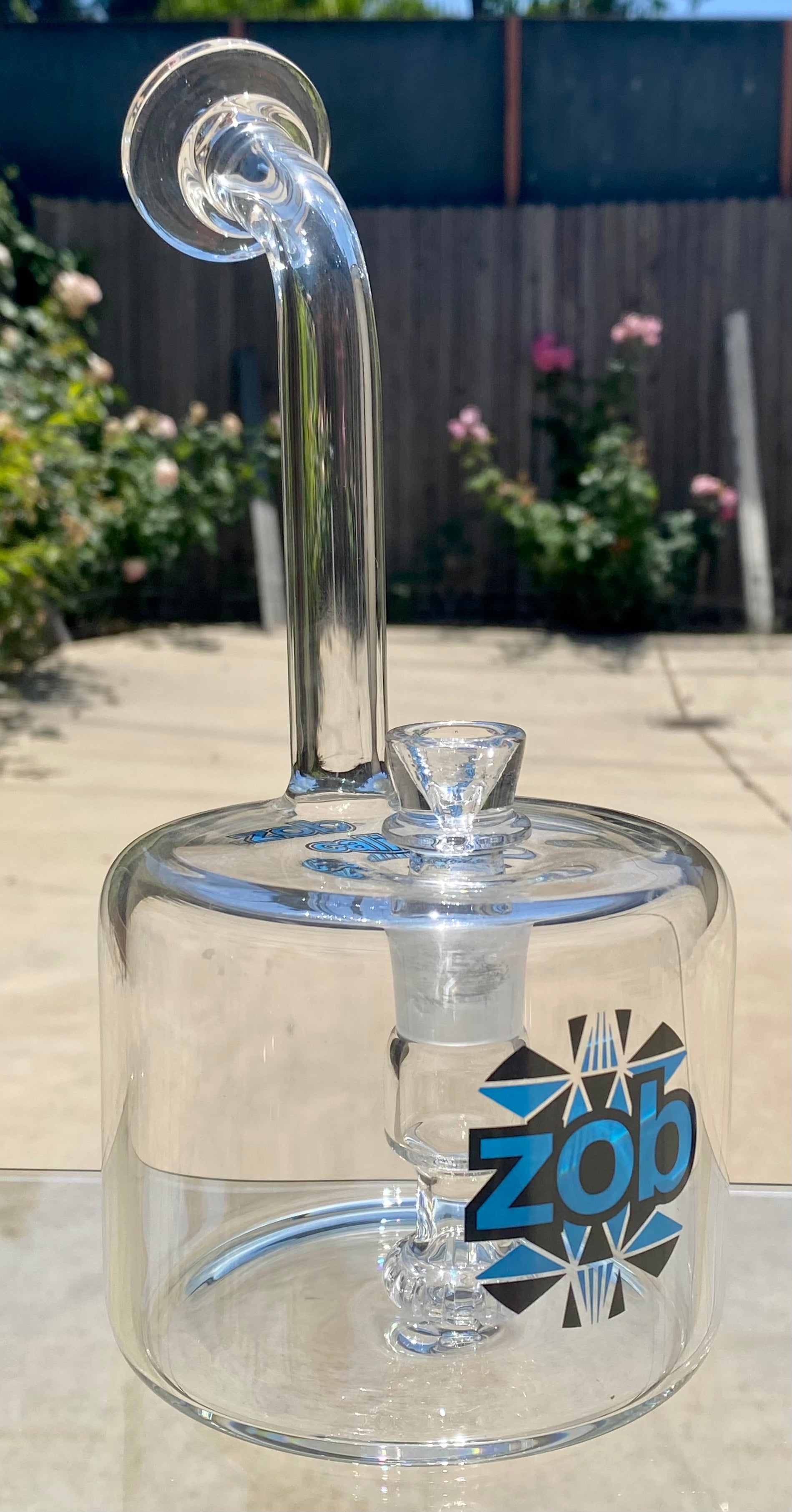Zob Fat Boy Bubbler with Fixed Flat Disc Percolator 9.5" Blue & Black Label