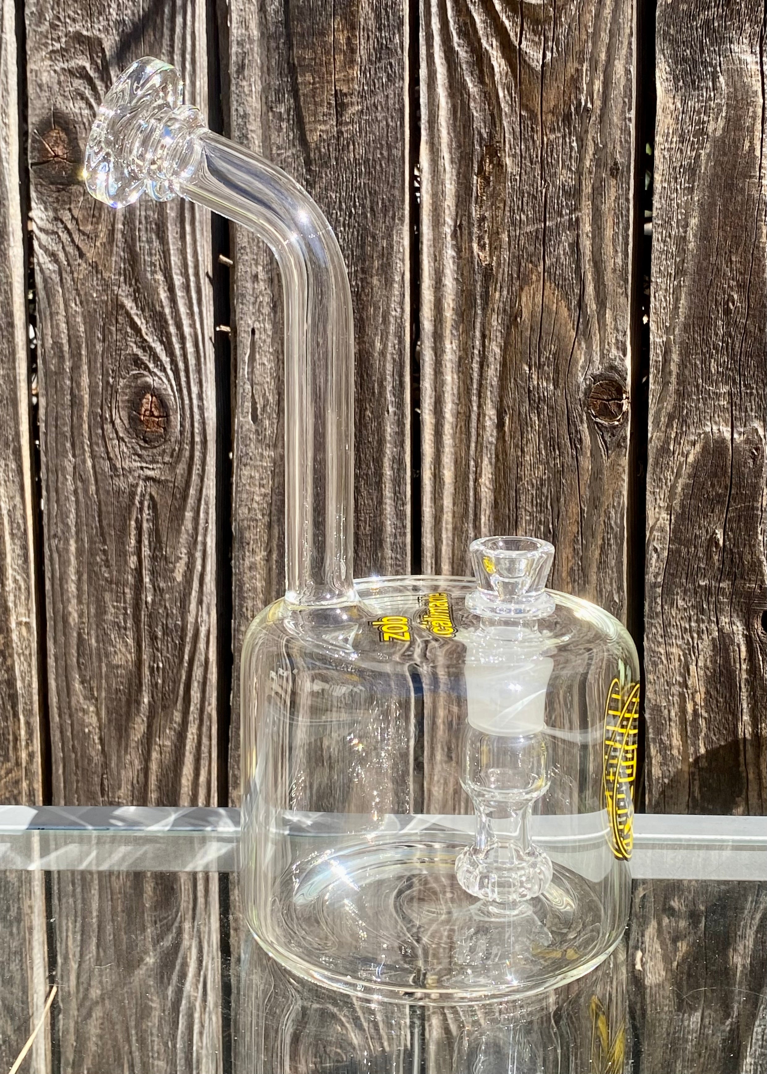 Zob Fat Boy Bubbler with Fixed Flat Disc Percolator 9.5" Yellow & Black Label