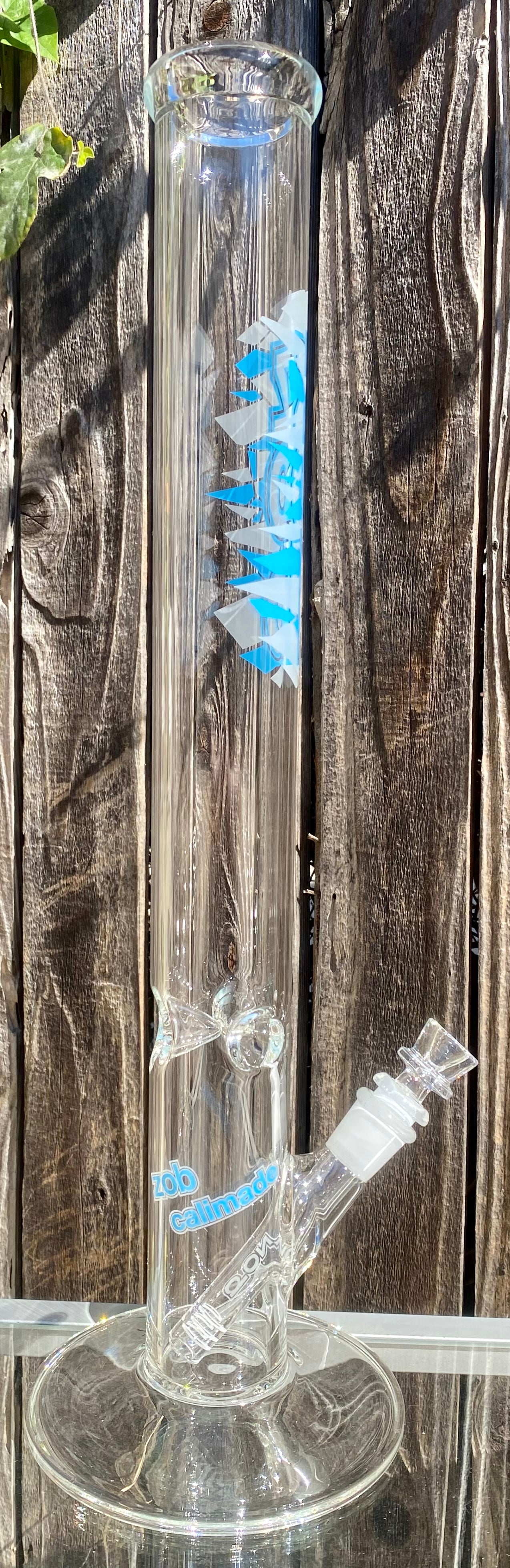 Zob 18 inch 9mm Straight Tube Blue & Sandblasted Label