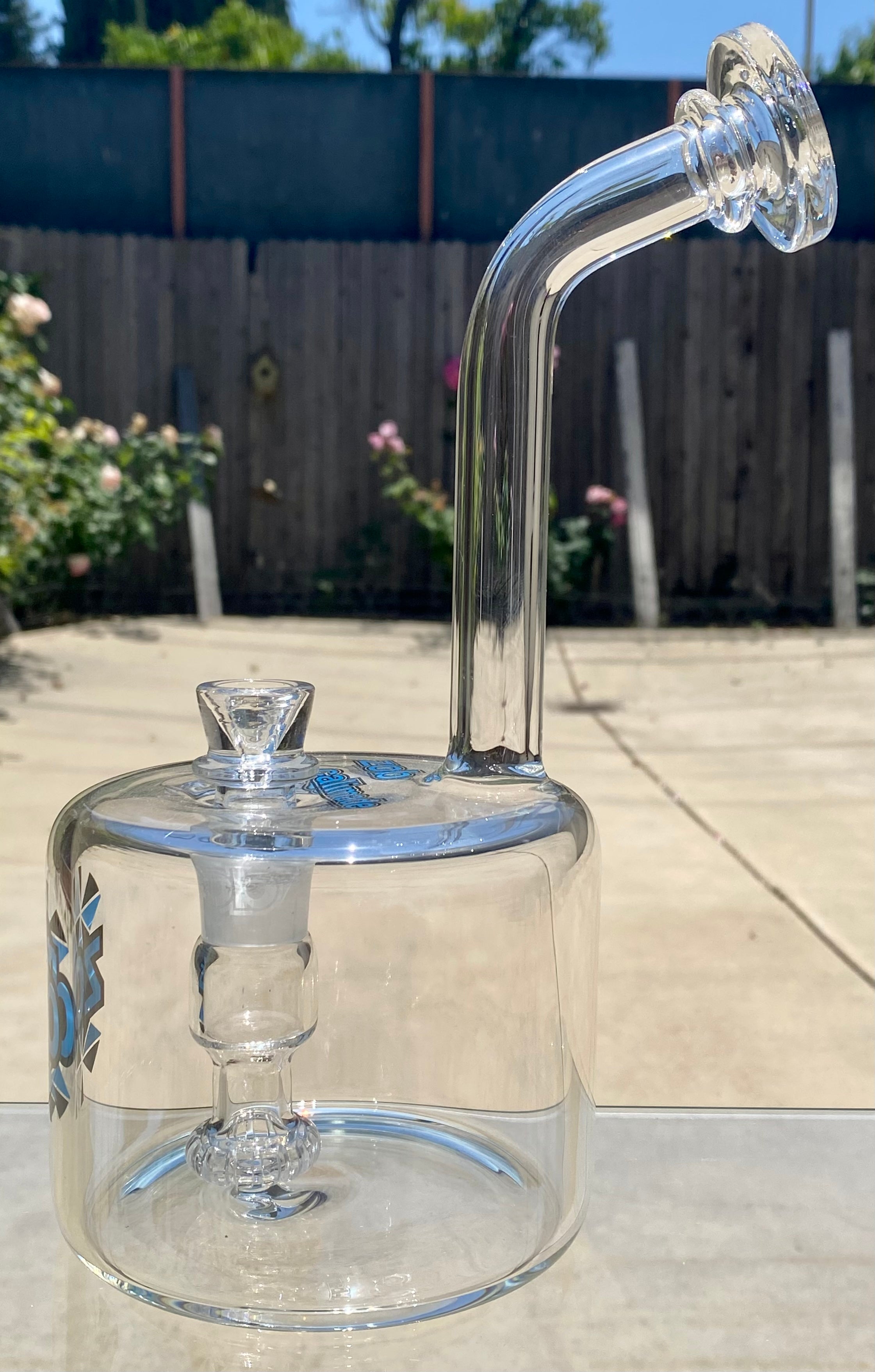 Zob Fat Boy Bubbler with Fixed Flat Disc Percolator 9.5" Blue & Black Label