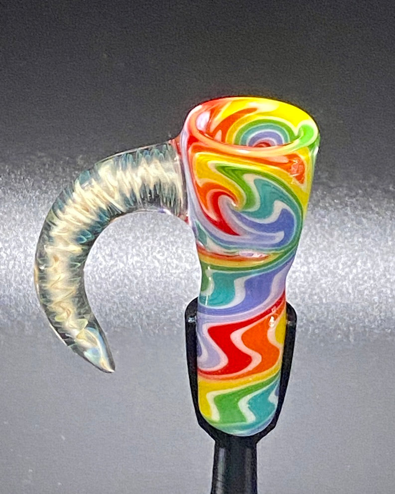DZ Glass 18mm Fully Worked Wigwag Fume Handle #3 - TheSmokeyMcPotz Collection