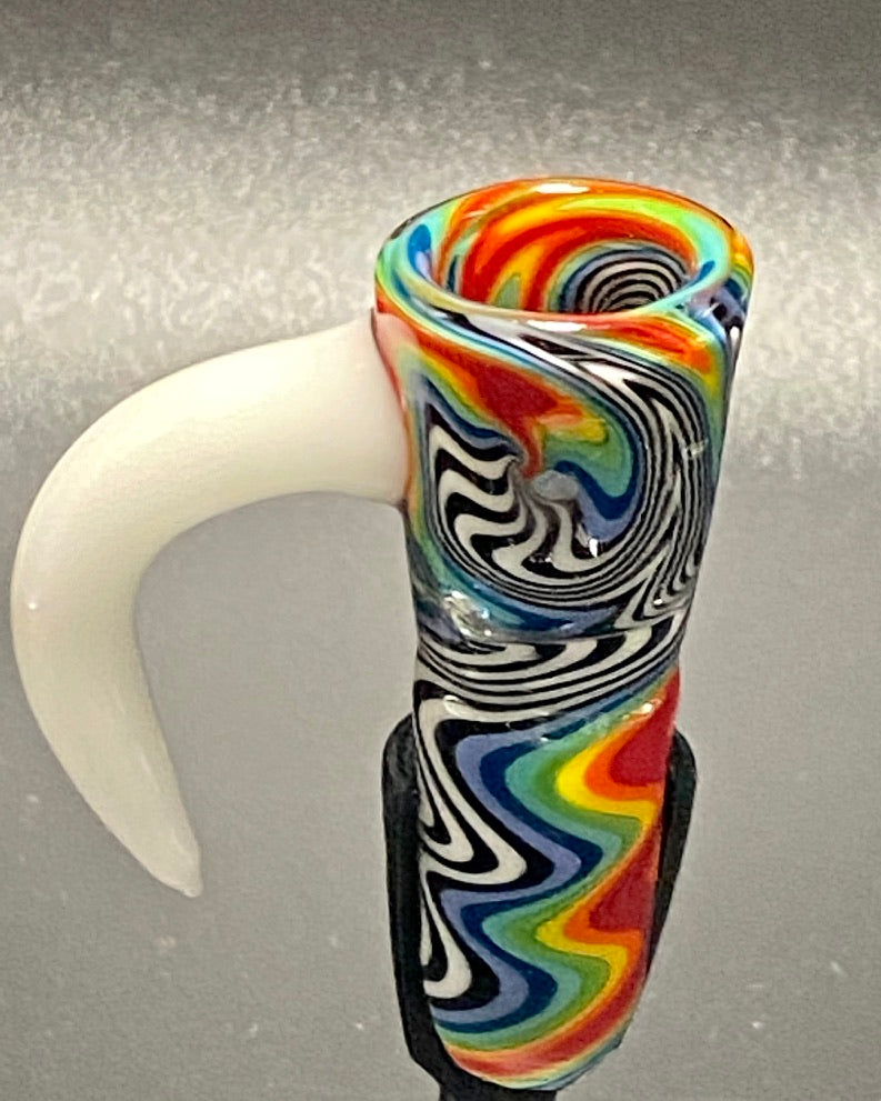 DZ Glass 18mm Fully Worked Wigwag with Color Horn #2 - TheSmokeyMcPotz Collection