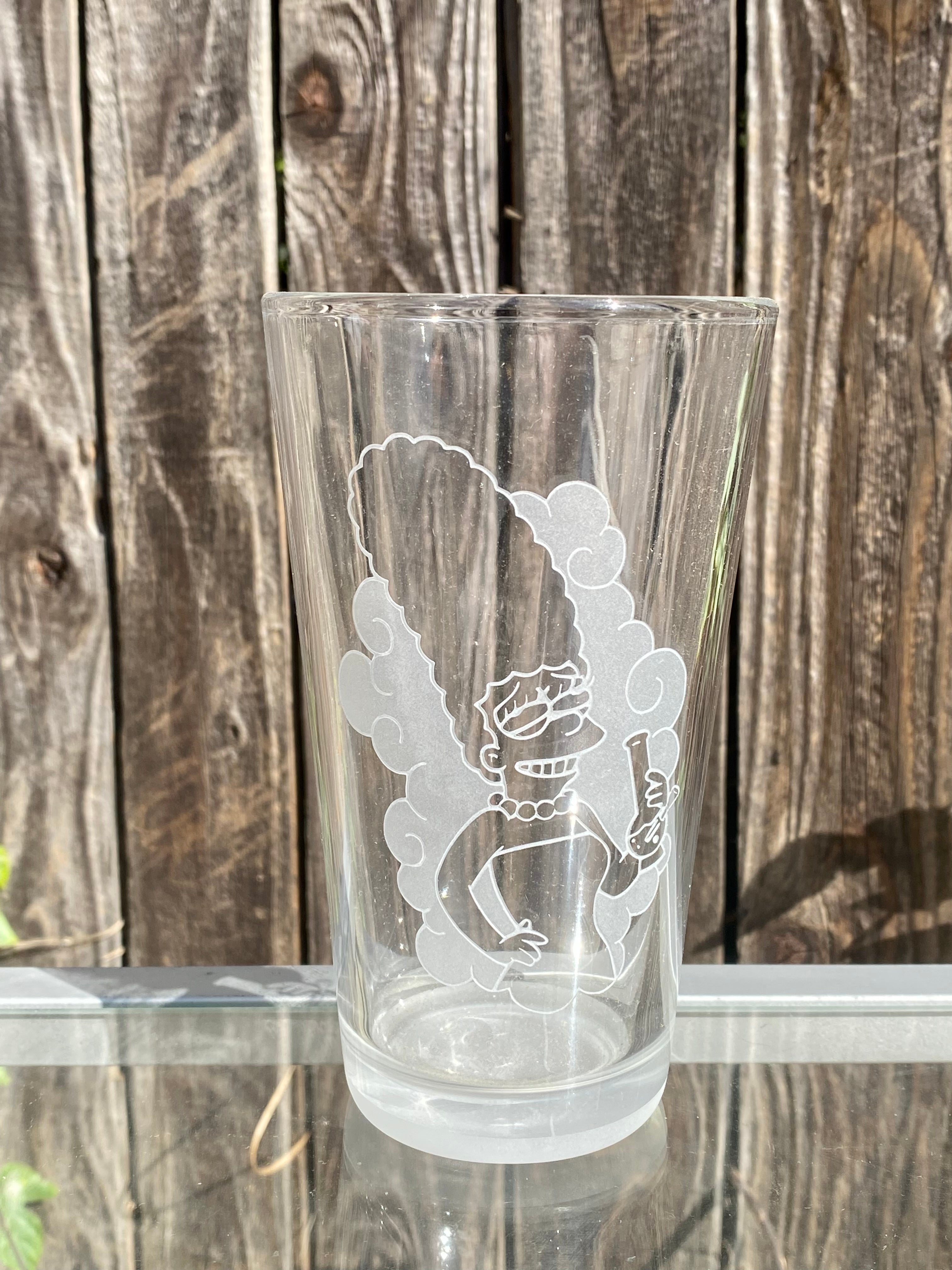 Lord Kramdar Sandblasted Pint Glass Marge Simpson