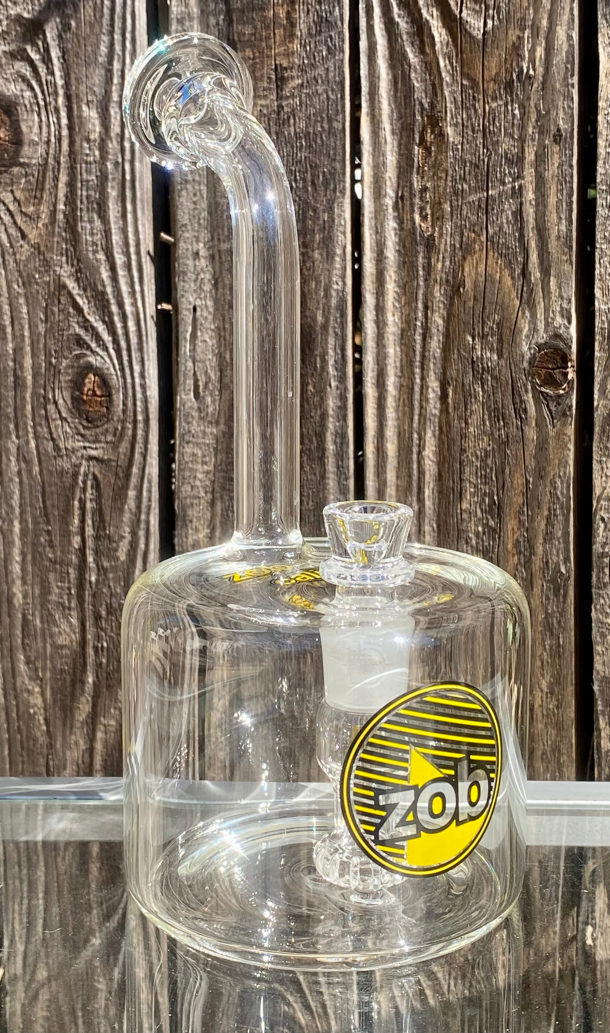 Zob Fat Boy Bubbler with Fixed Flat Disc Percolator 9.5" Yellow & Black Label