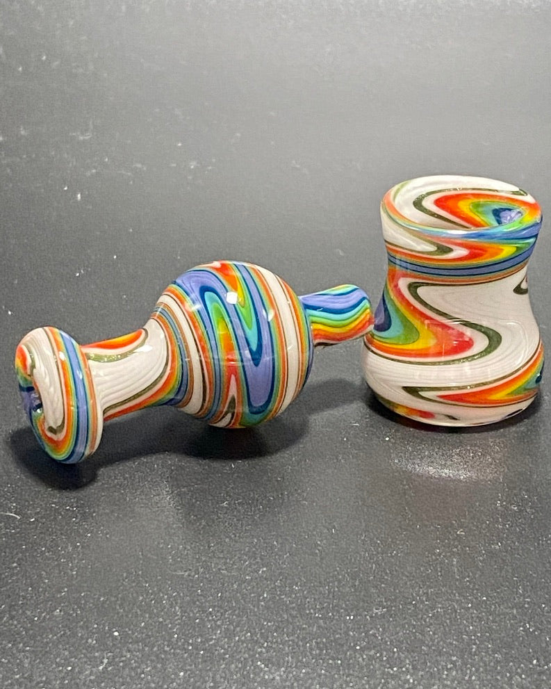 DZ Glass Wigwag Bubble Cap & Stand #2 - TheSmokeyMcPotz Collection