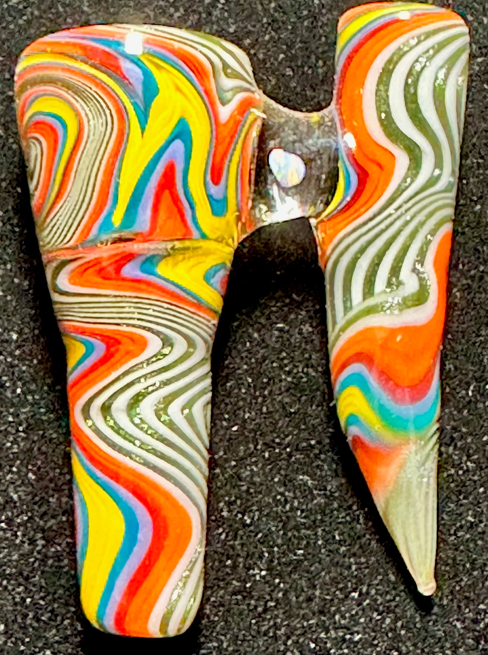DZ Glass 14mm Fully Worked WigWag With Floating Opal