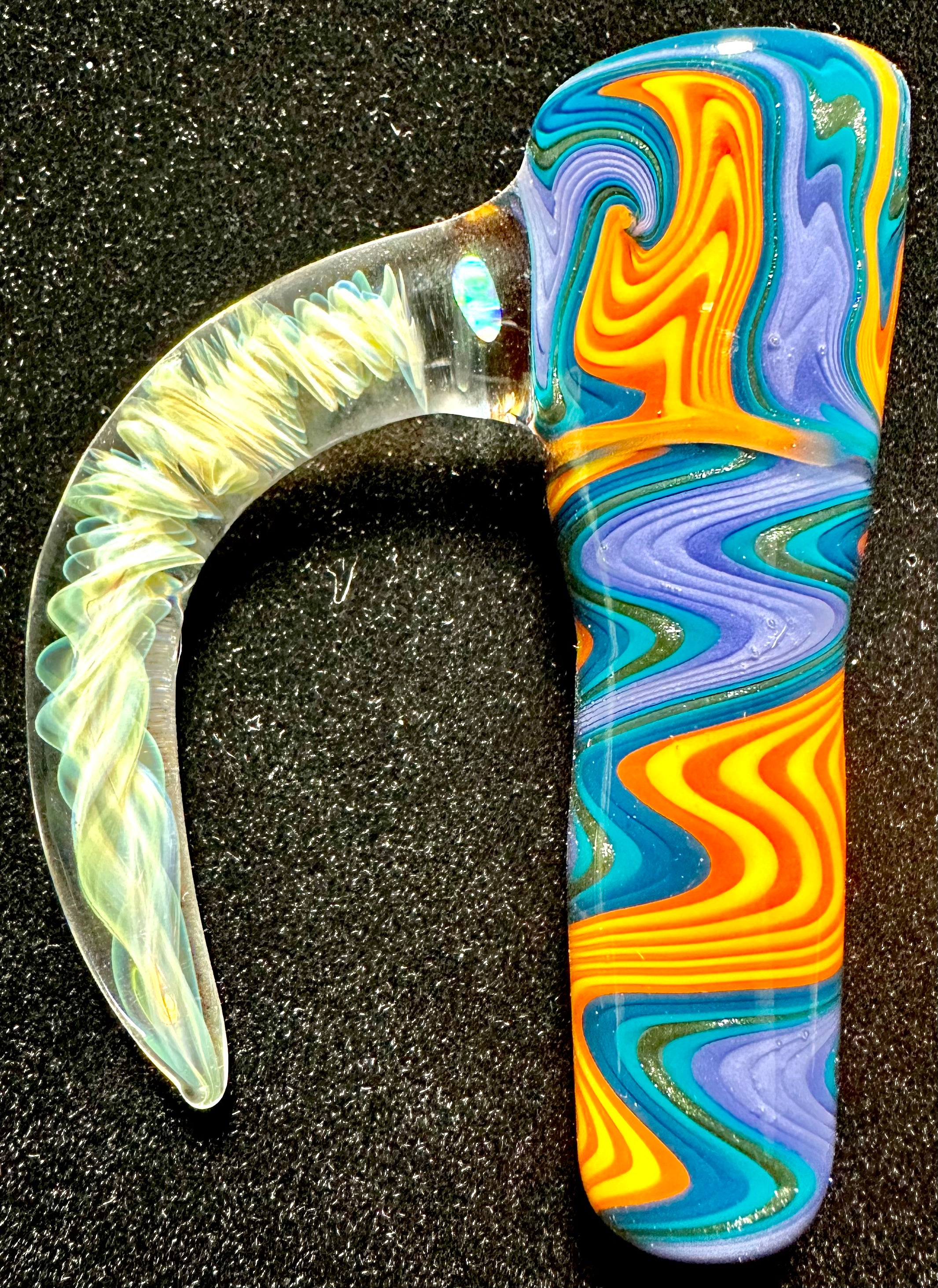 DZ Glass 18mm Fully Worked Wigwag Fume Handle