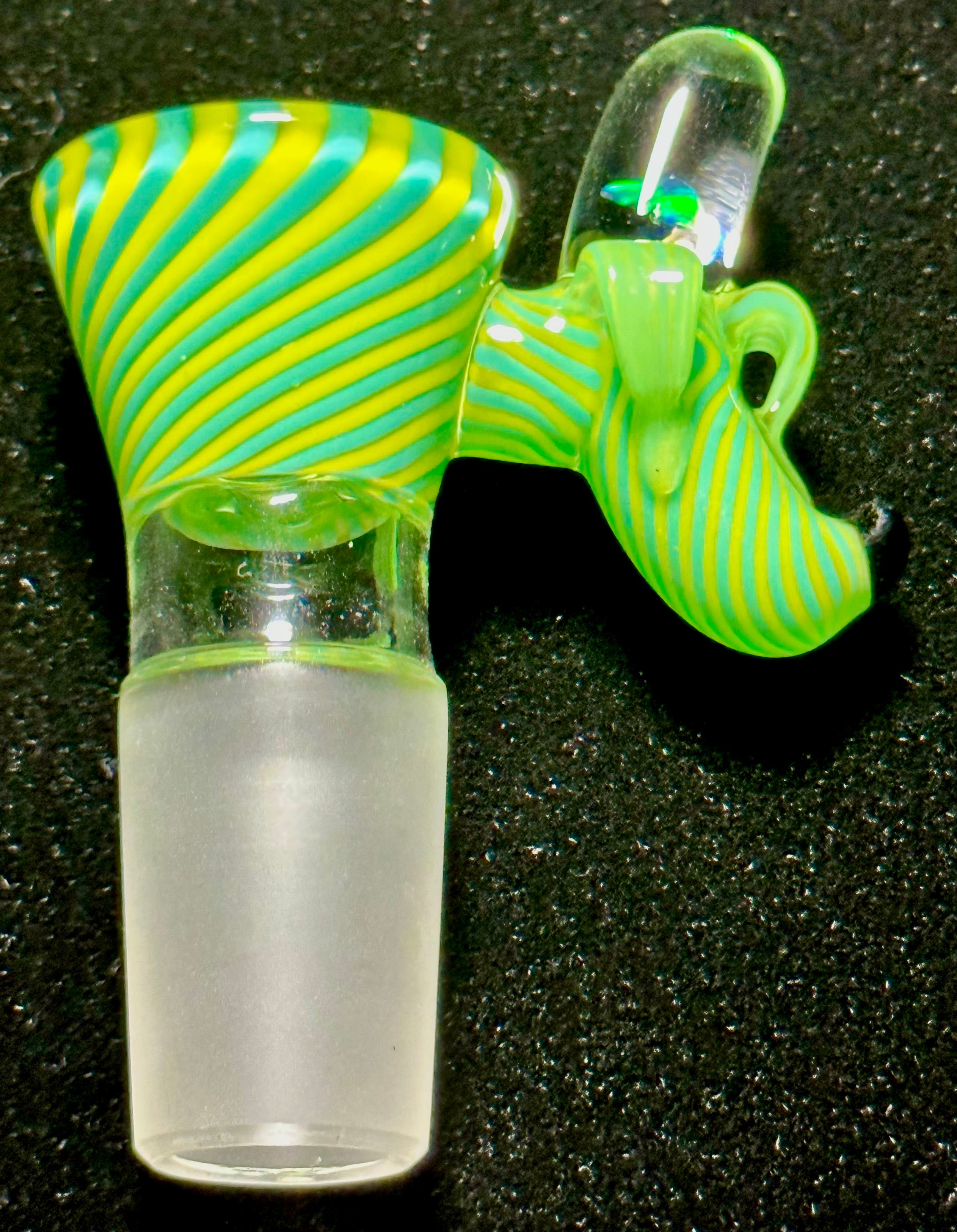 Dippy Glass 18mm Green & Yellow Swirl Nana Slide & Matching Dry Catch