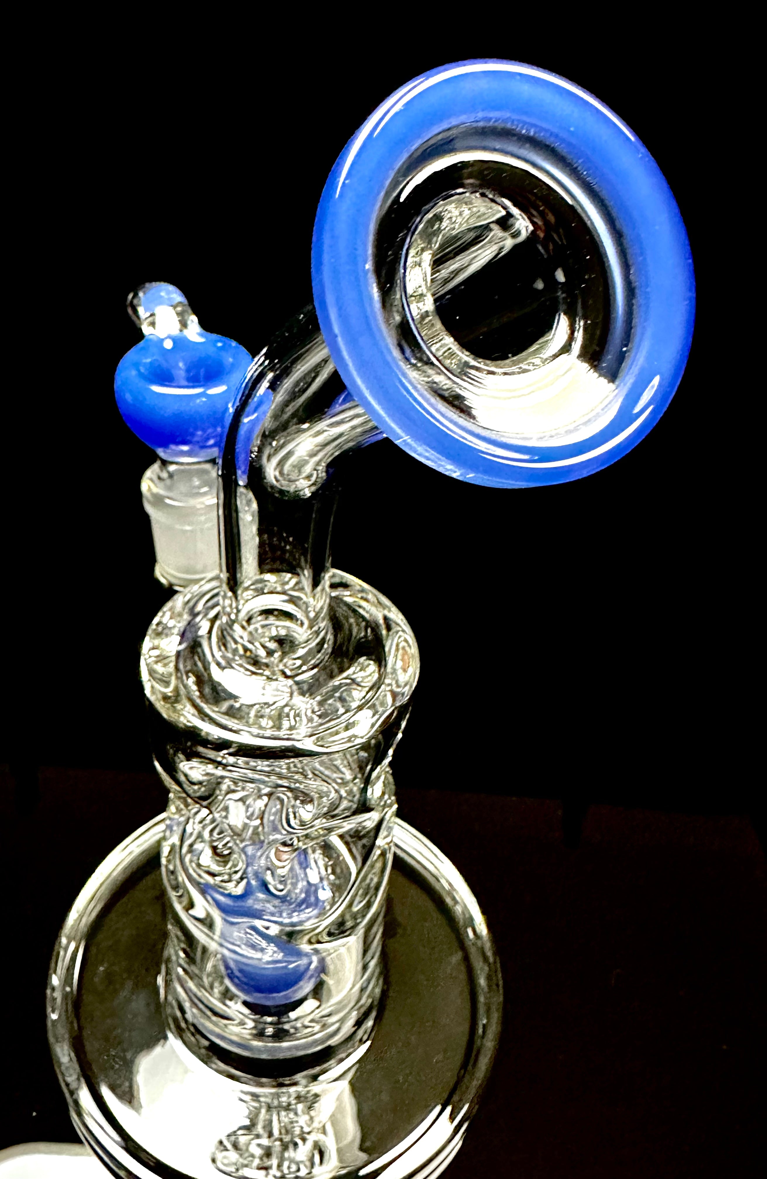Purr Glass Blue Cheese Swiss Honeycomb Glass Water Pipe