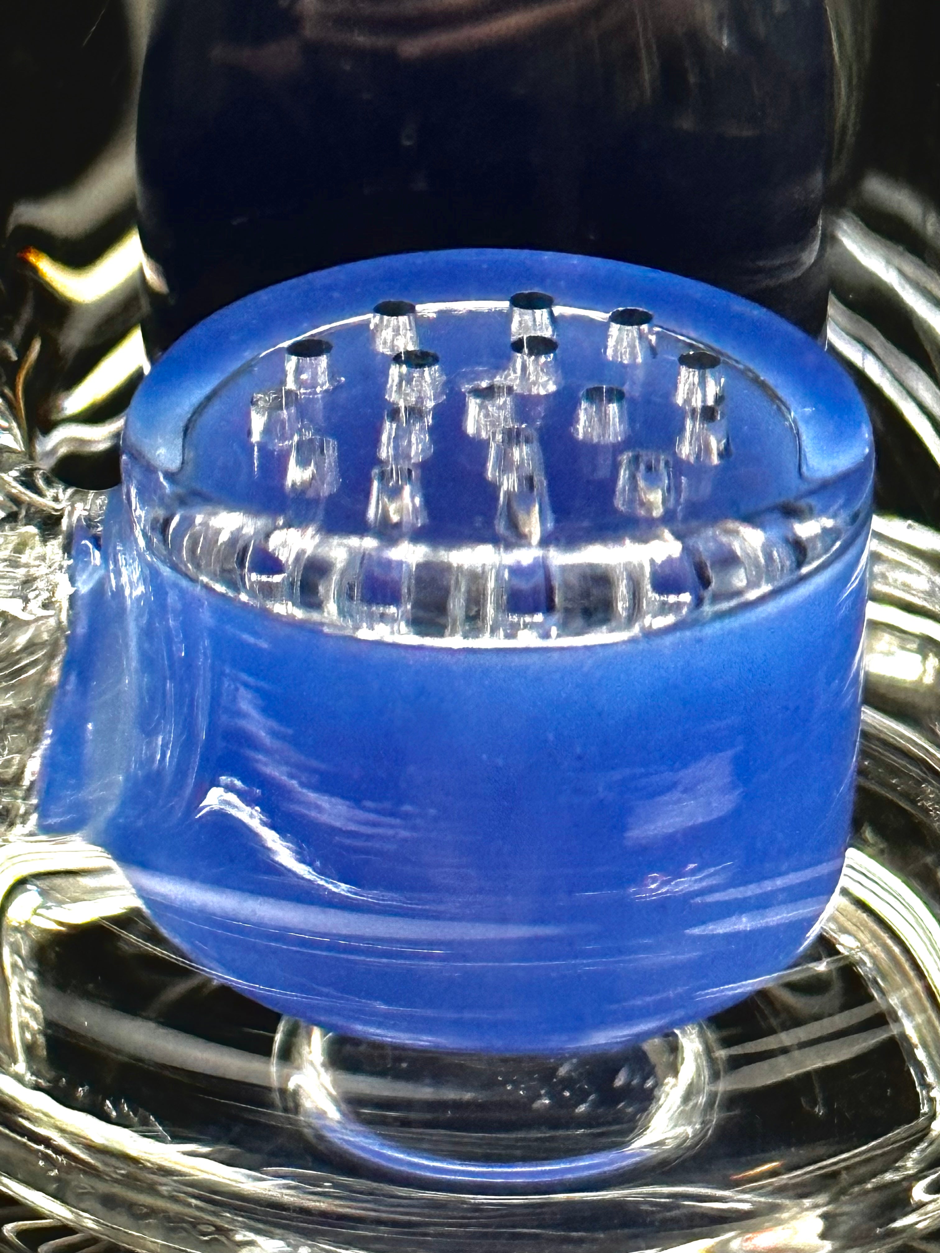 Purr Glass Blue Cheese Swiss Honeycomb Glass Water Pipe