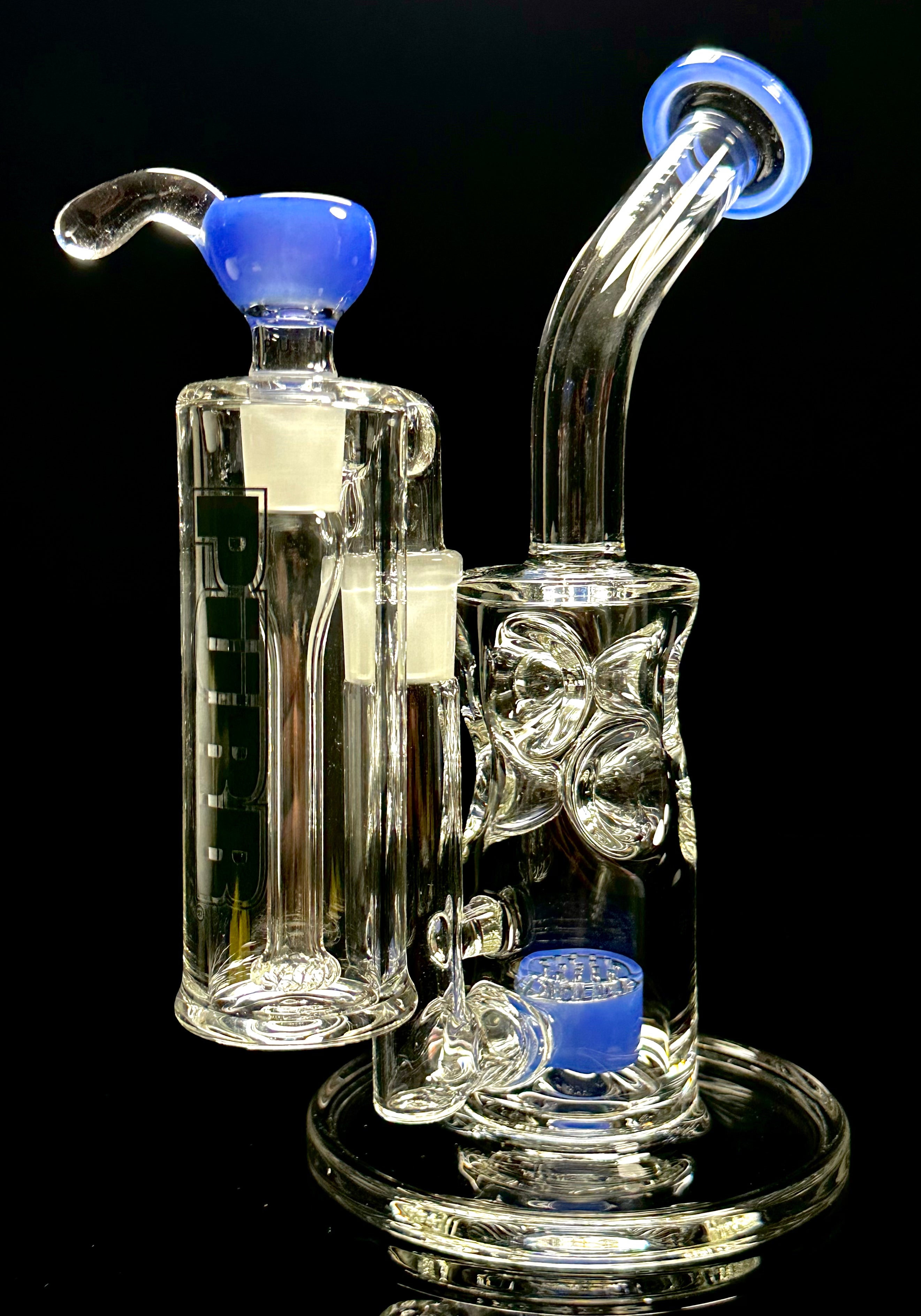 Purr Glass Blue Cheese Swiss Honeycomb Glass Water Pipe