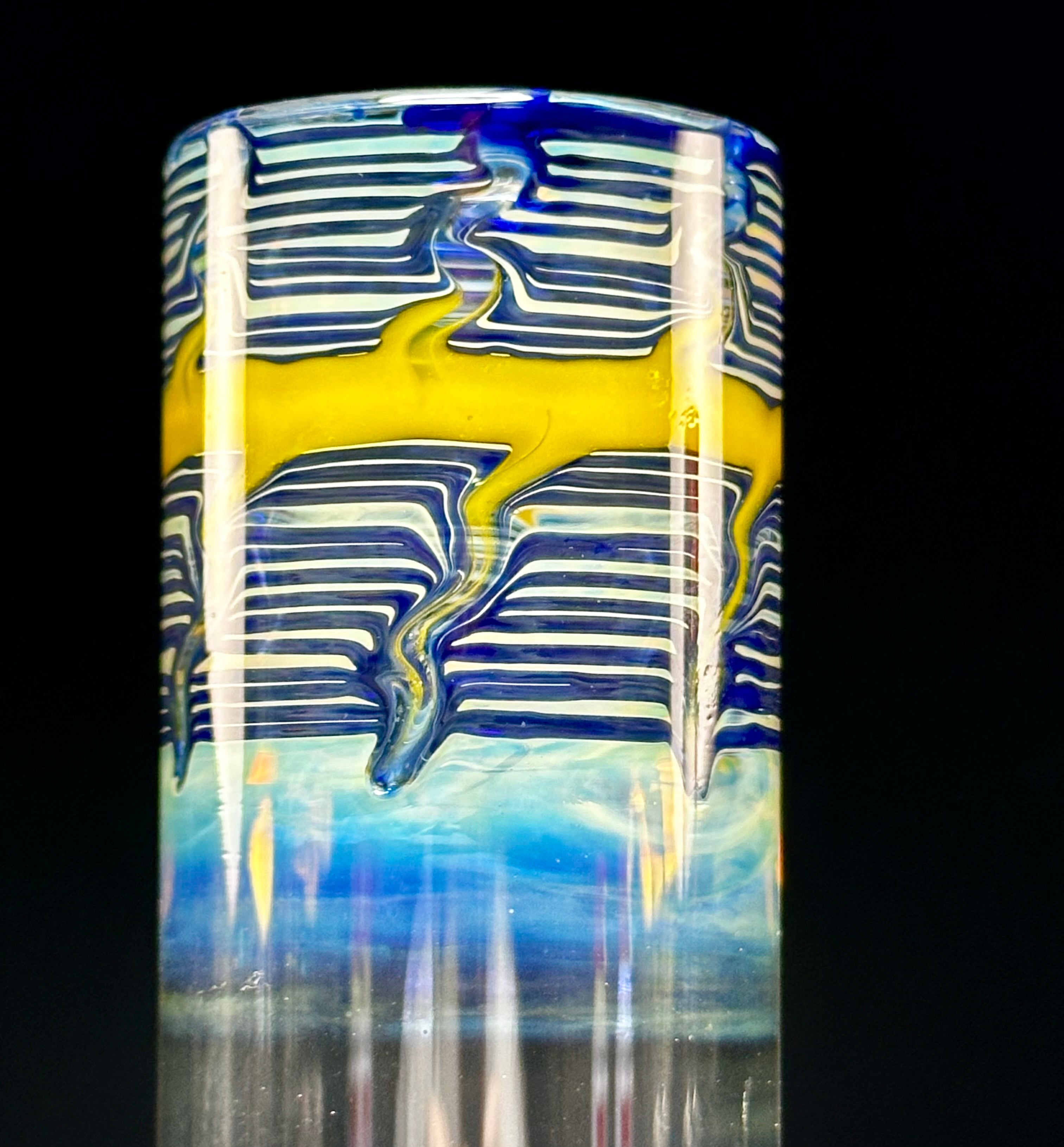 HVY Glass 50mm WRKD Blue & Yellow Raked Bubble Bottom Tube