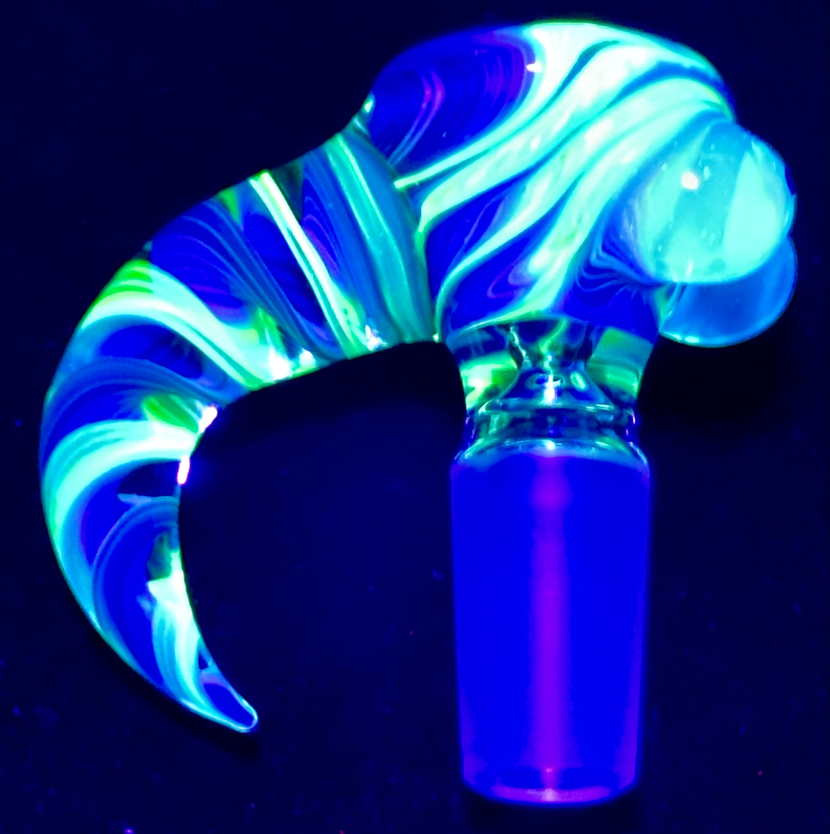 Titz Glass 14mm UV Horned Linework Single Hole Slide