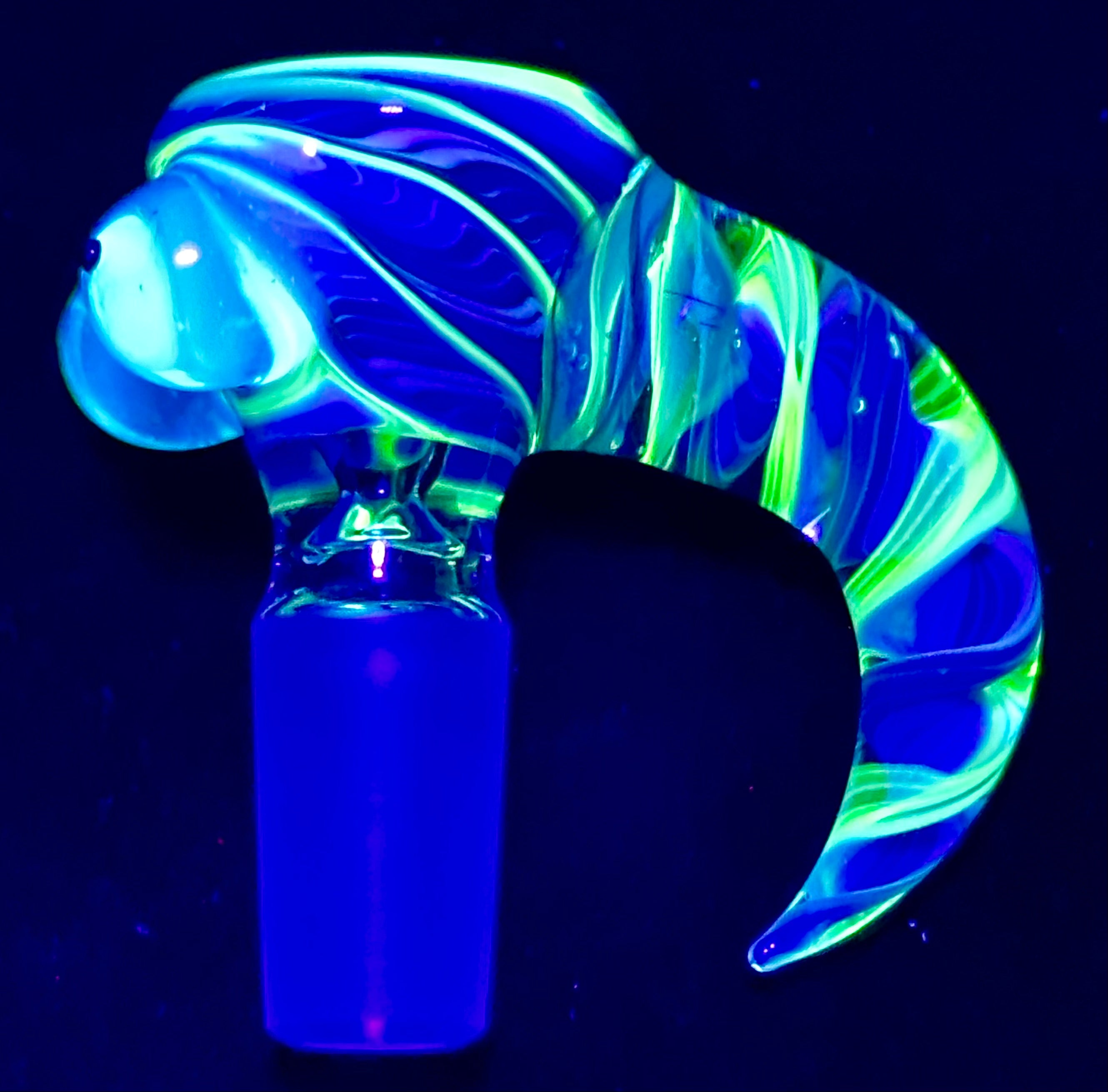 Titz Glass 14mm UV Horned Linework Single Hole Slide