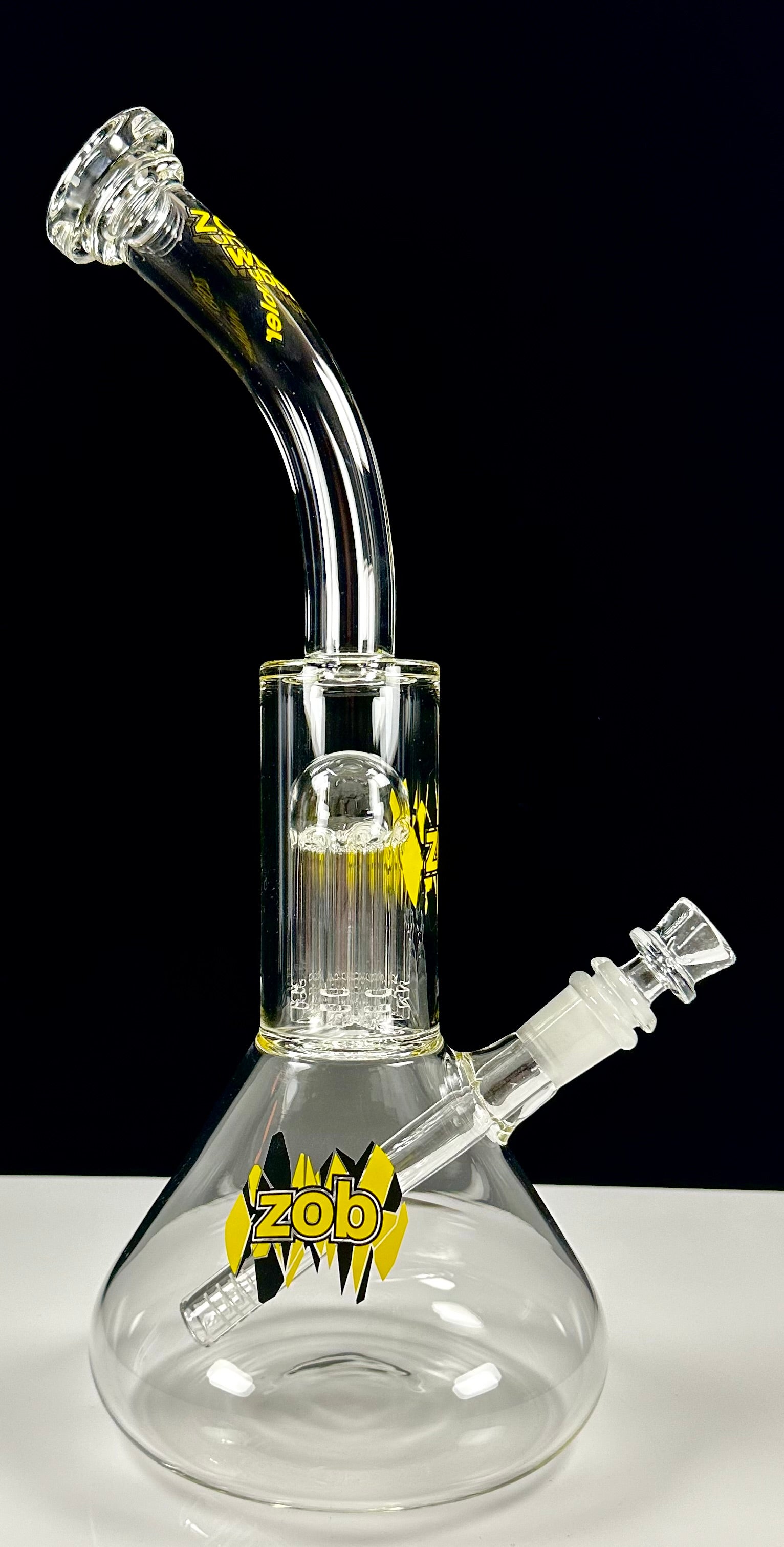 Zob 14 inch Beaker Wubbler with 8 Arm Tree Percolator Yellow & Black Label