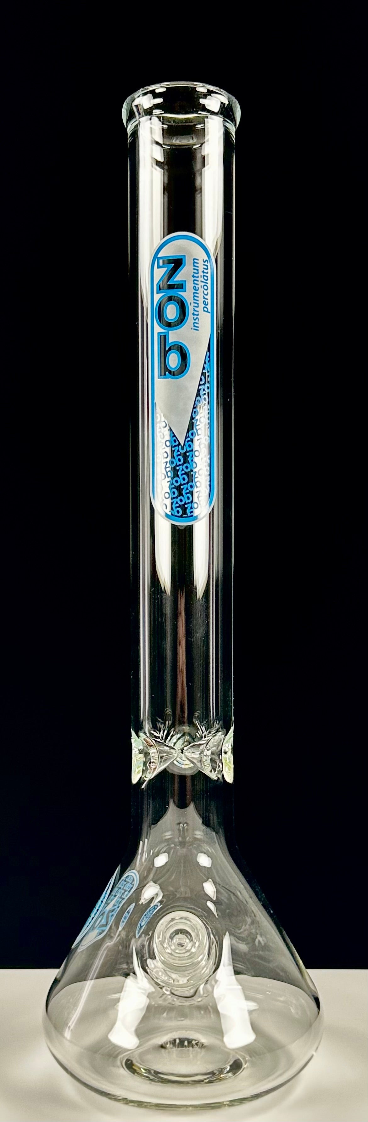 Zob 18 inch Beaker with Fixed Flat Disc Diffuser Blue & Sandblasted Label