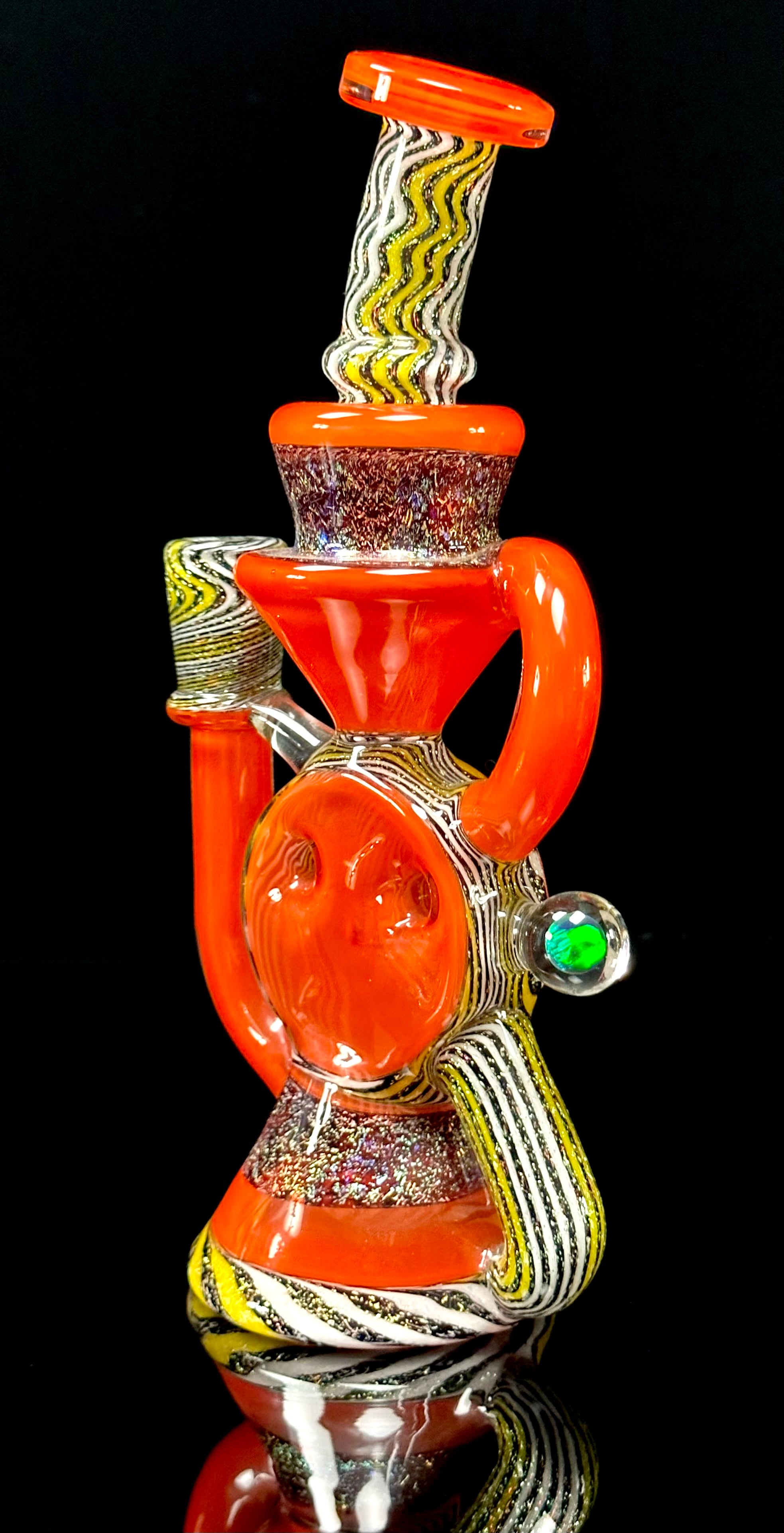 A1 Glass Fully Worked Dichro Swiss Puck Recycler 10mm