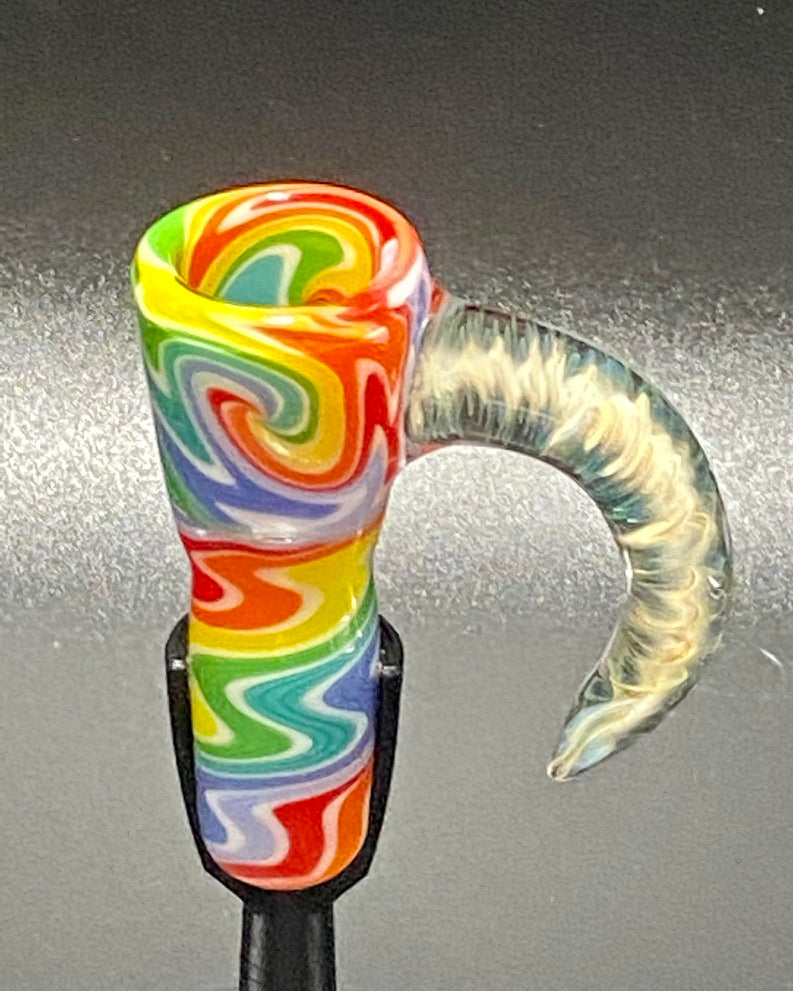 DZ Glass 18mm Fully Worked Wigwag Fume Handle #3 - TheSmokeyMcPotz Collection 