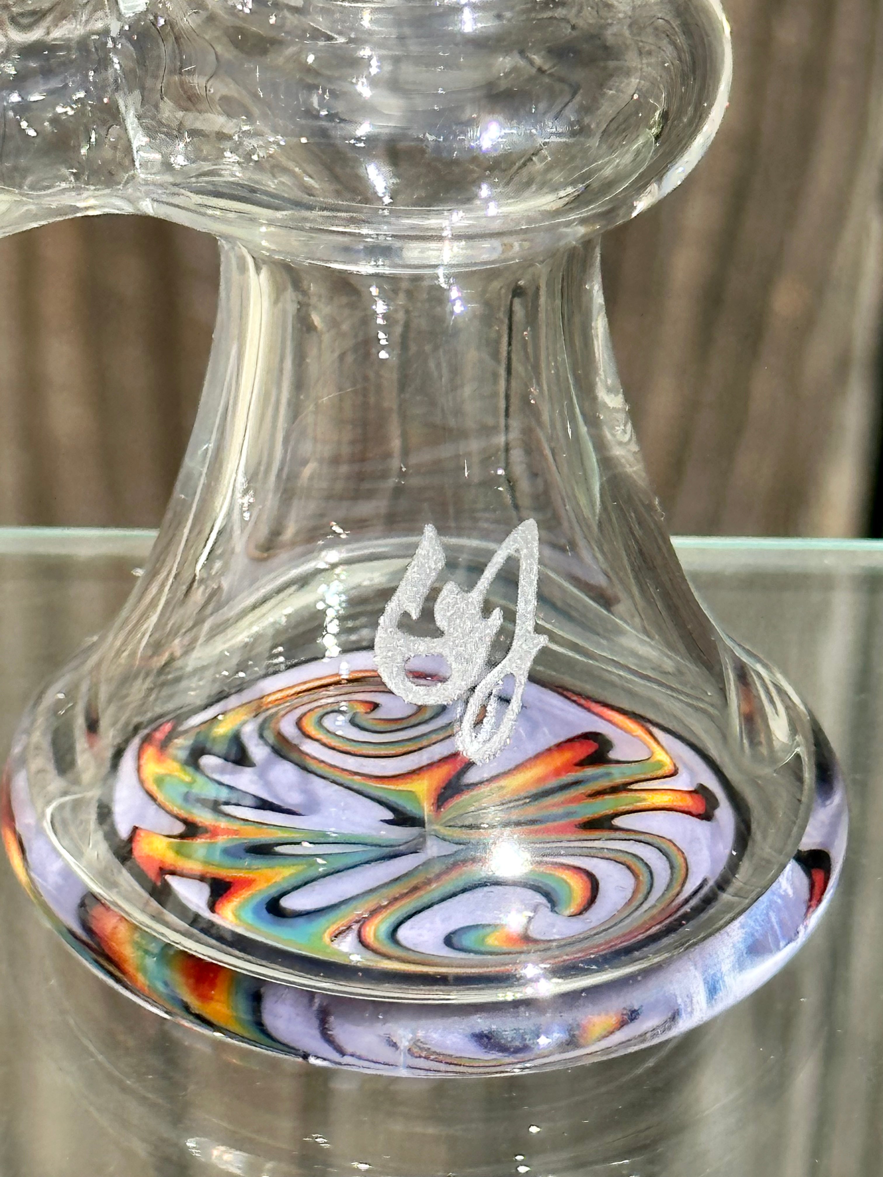 OJ Flame Wisteria Rainbow Wigwag 14mm 45 Degree Dry Catch