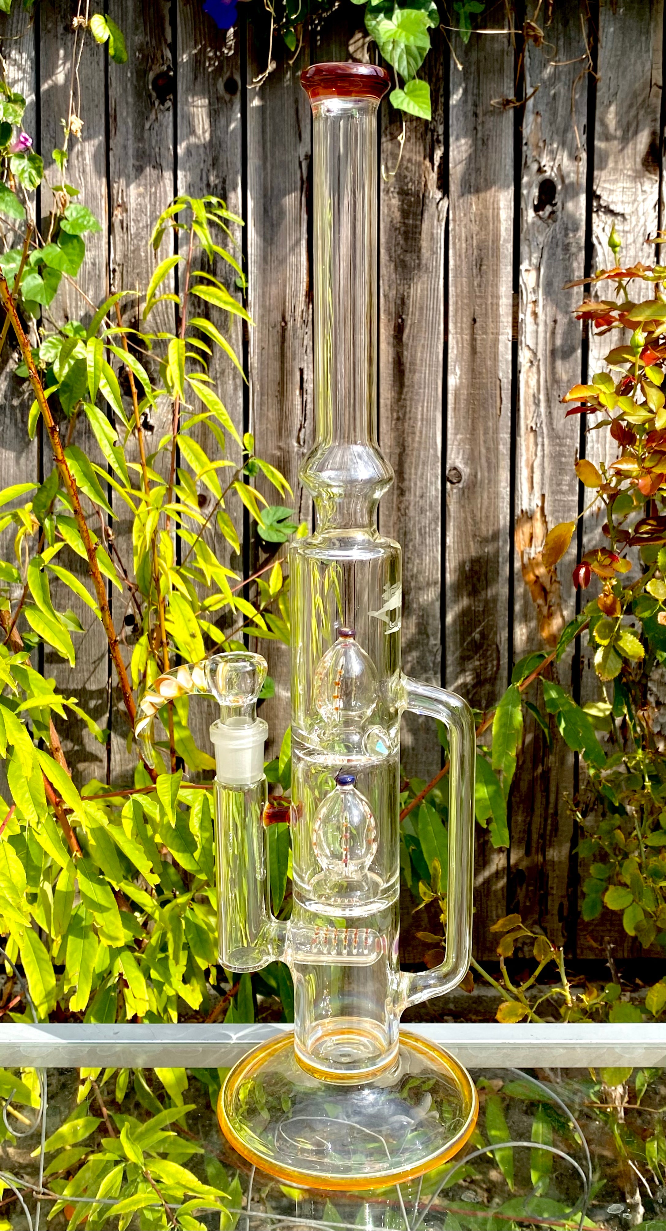 5_3lements Glass Grid to Double Imperial Recycler Amber Purple