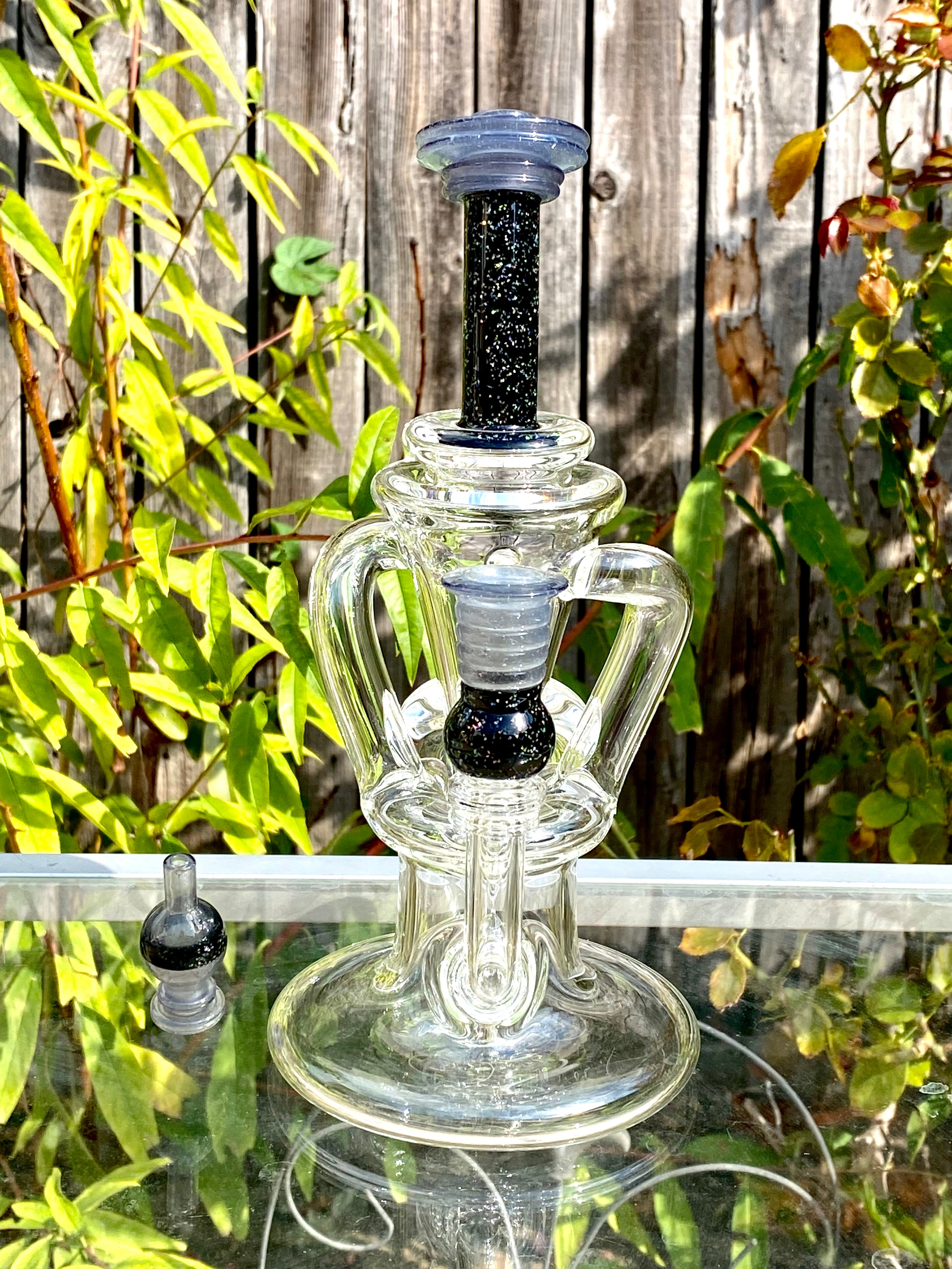 Tons of Fun 14mm Viola CFL & Crushed Opal Double Uptake Recycler