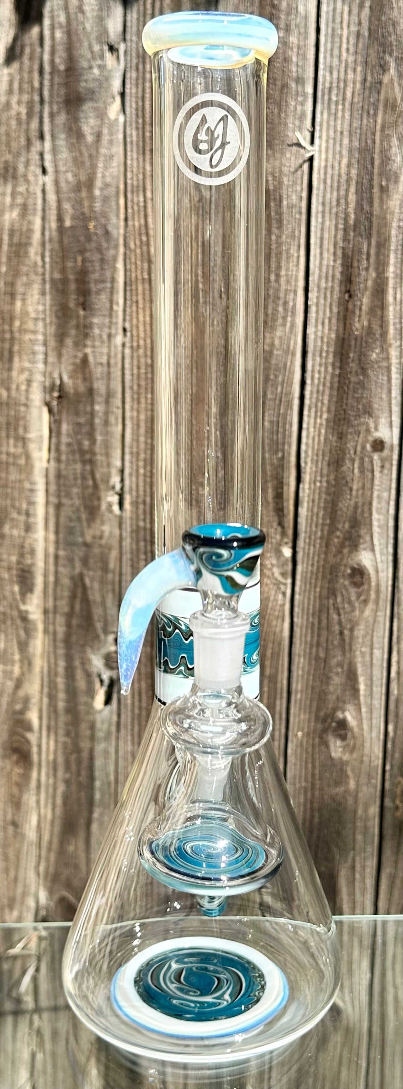 OJ Flame Ghost Color Accents Beaker Downstem w/ Matching Dry Catch