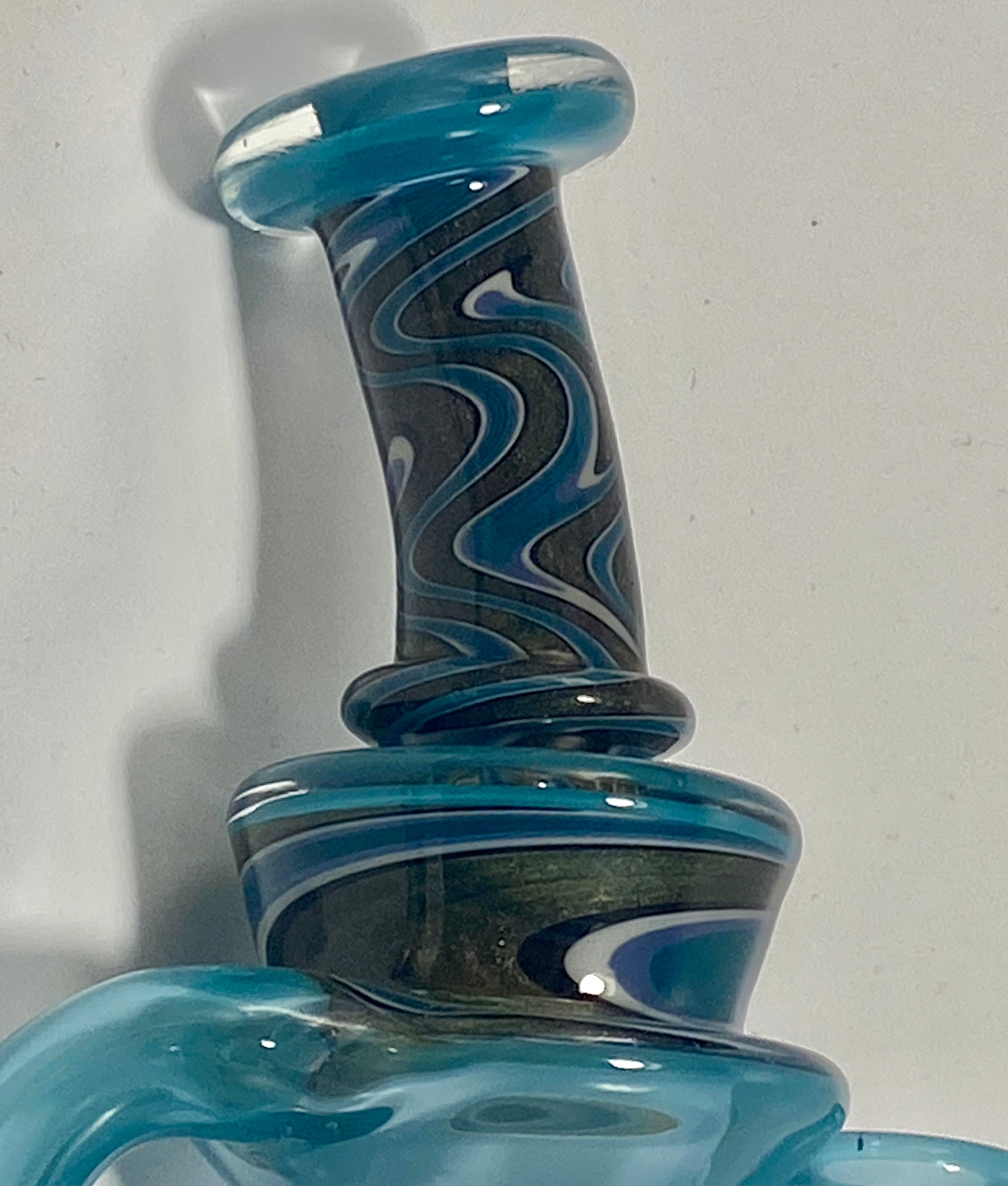 A 1 Glass Fully Worked Swiss Puck Recycler 14mm - TheSmokeyMcPotz Collection 