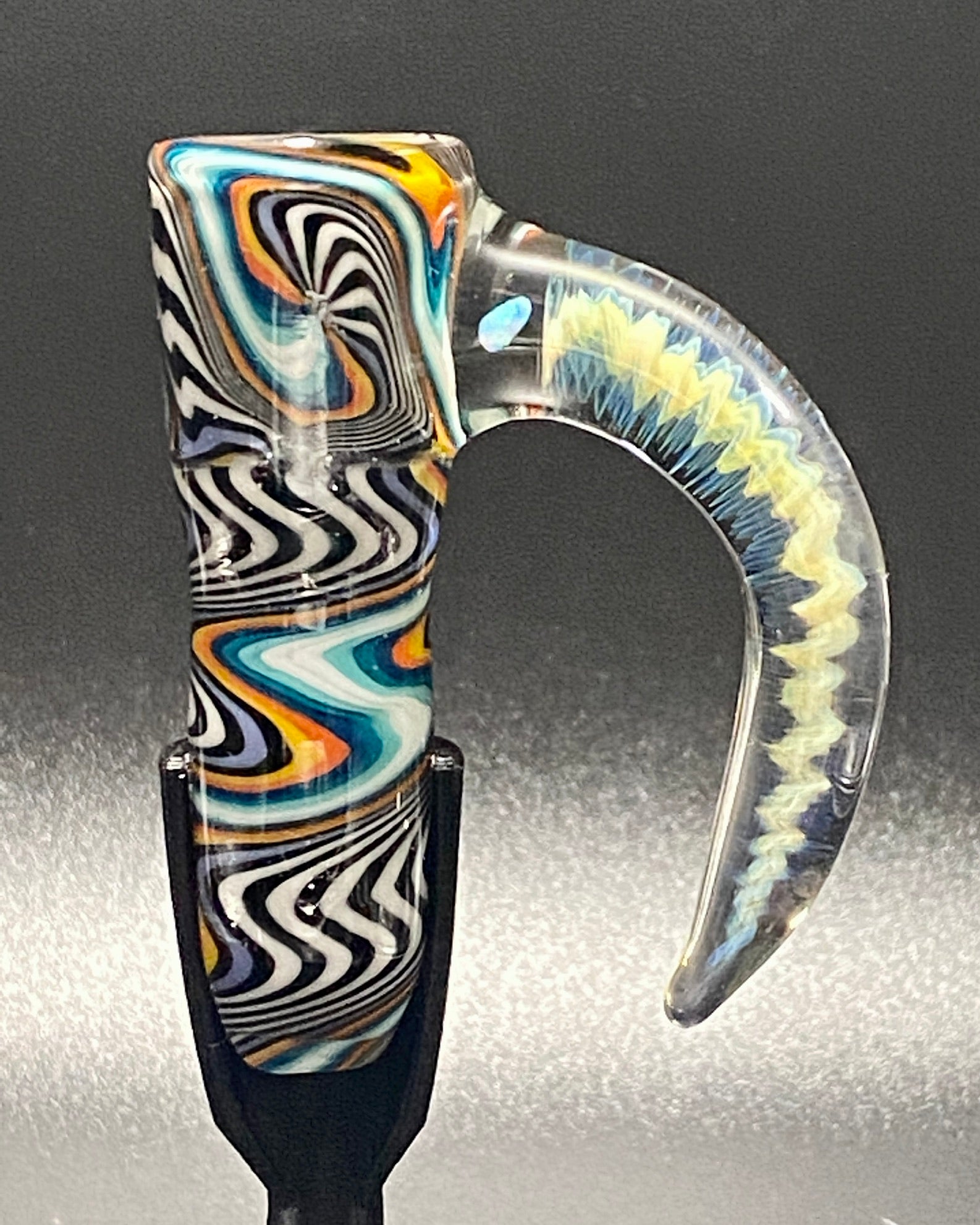 DZ Glass 18mm Fully Worked Wigwag Fume Handle #1 - TheSmokeyMcPotz Collection 