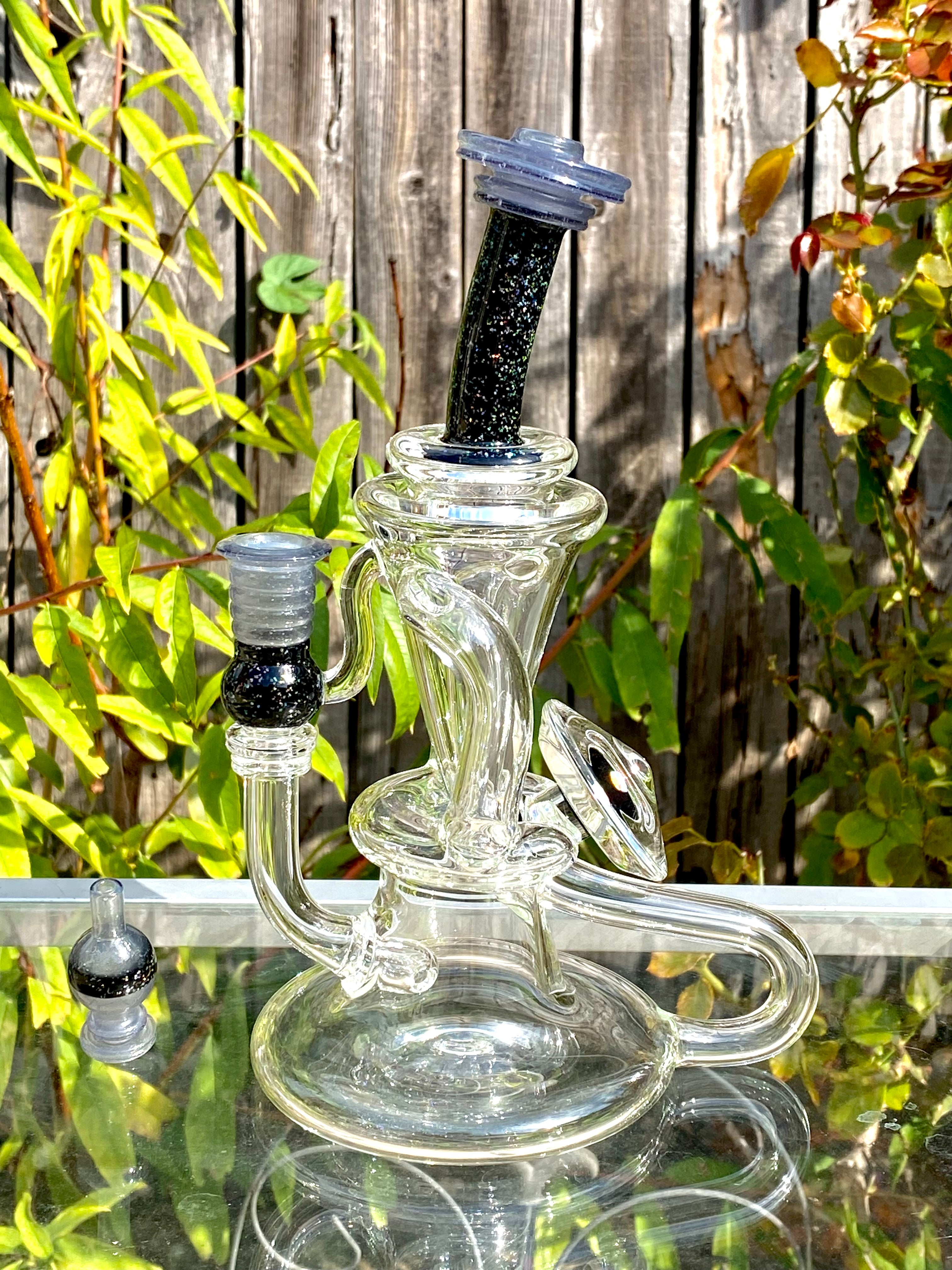 Tons of Fun 14mm Viola CFL & Crushed Opal Double Uptake Recycler