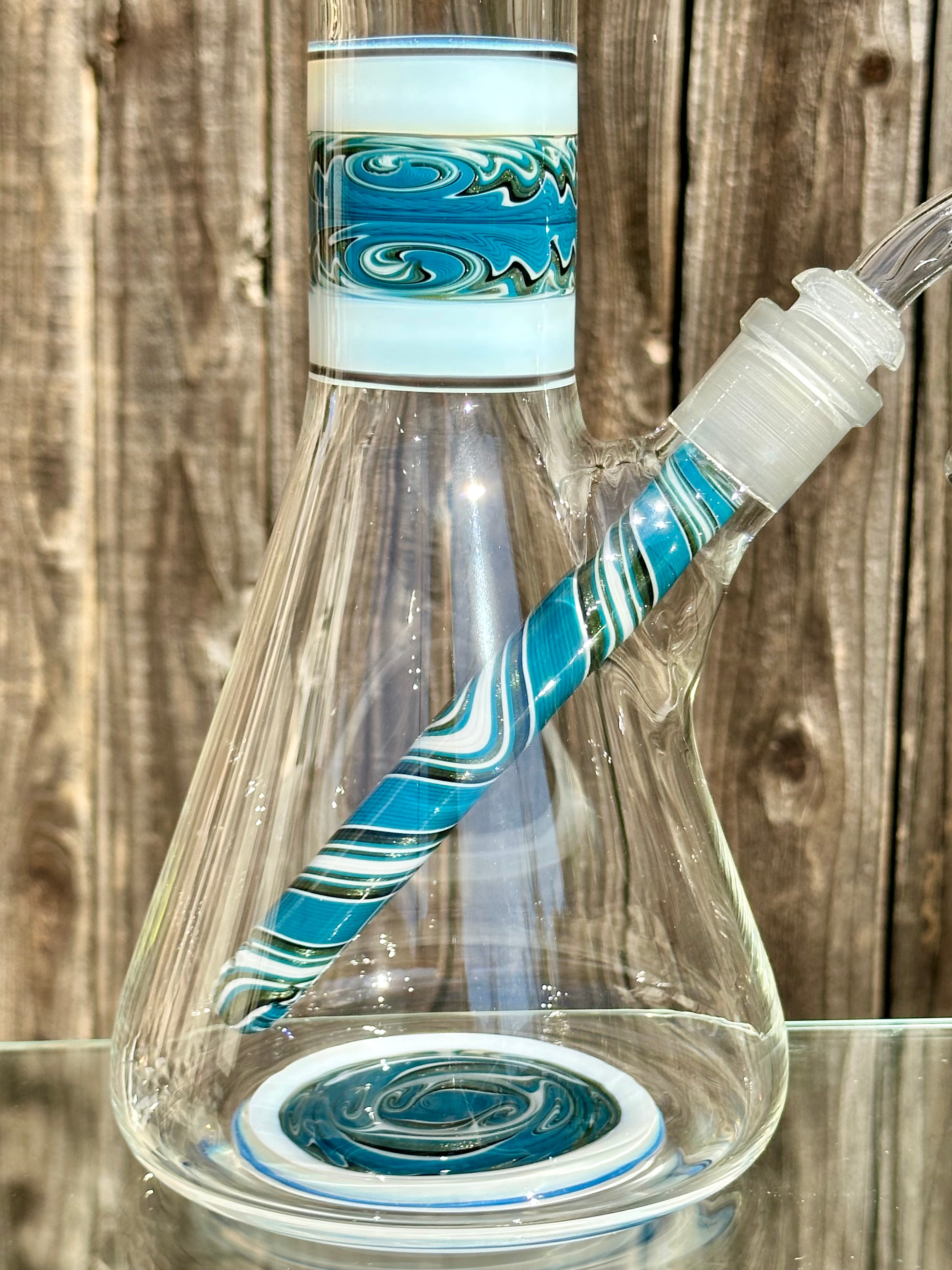 OJ Flame Ghost Color Accents Beaker Downstem w/ Matching Dry Catch