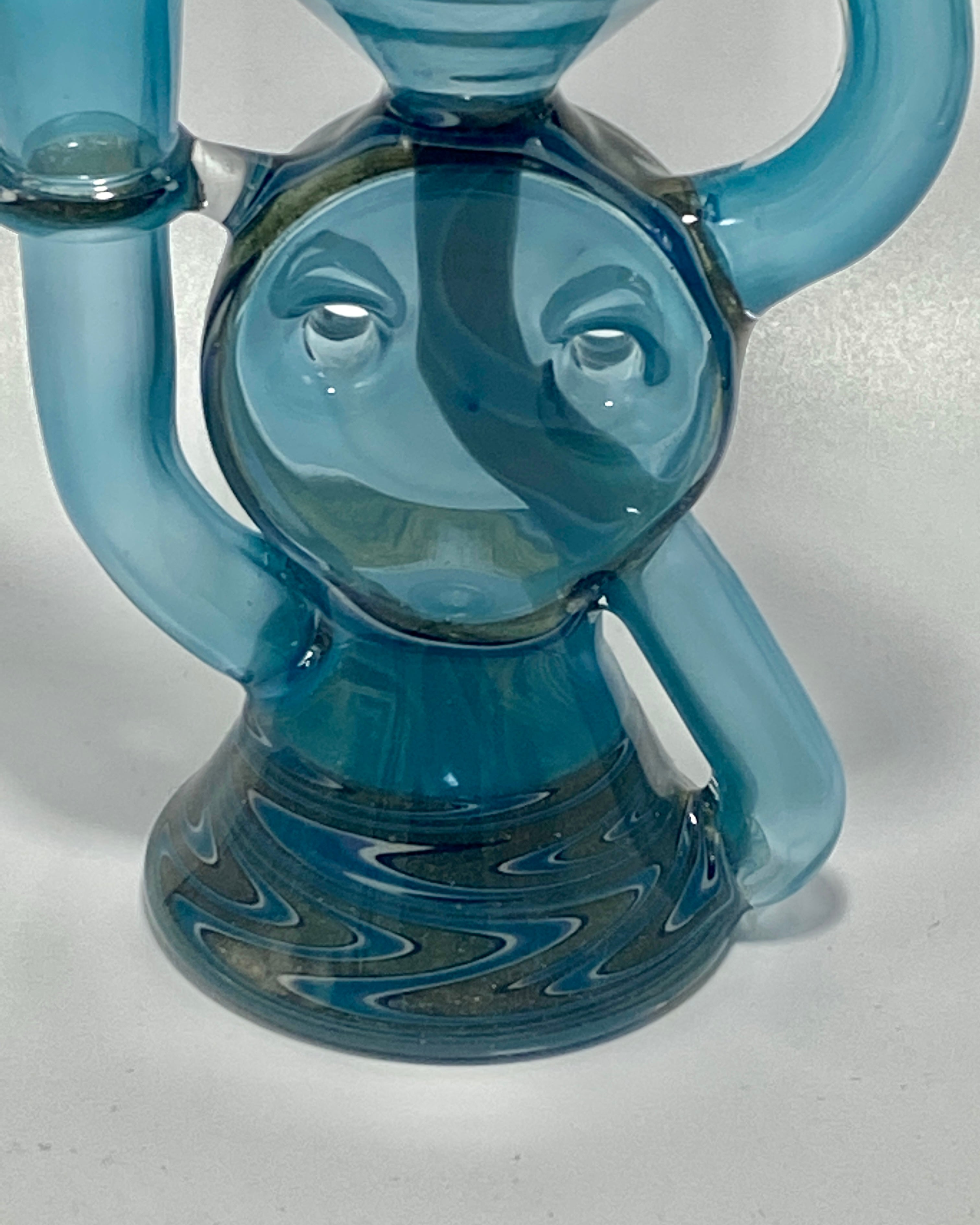 A 1 Glass Fully Worked Swiss Puck Recycler 14mm - TheSmokeyMcPotz Collection 