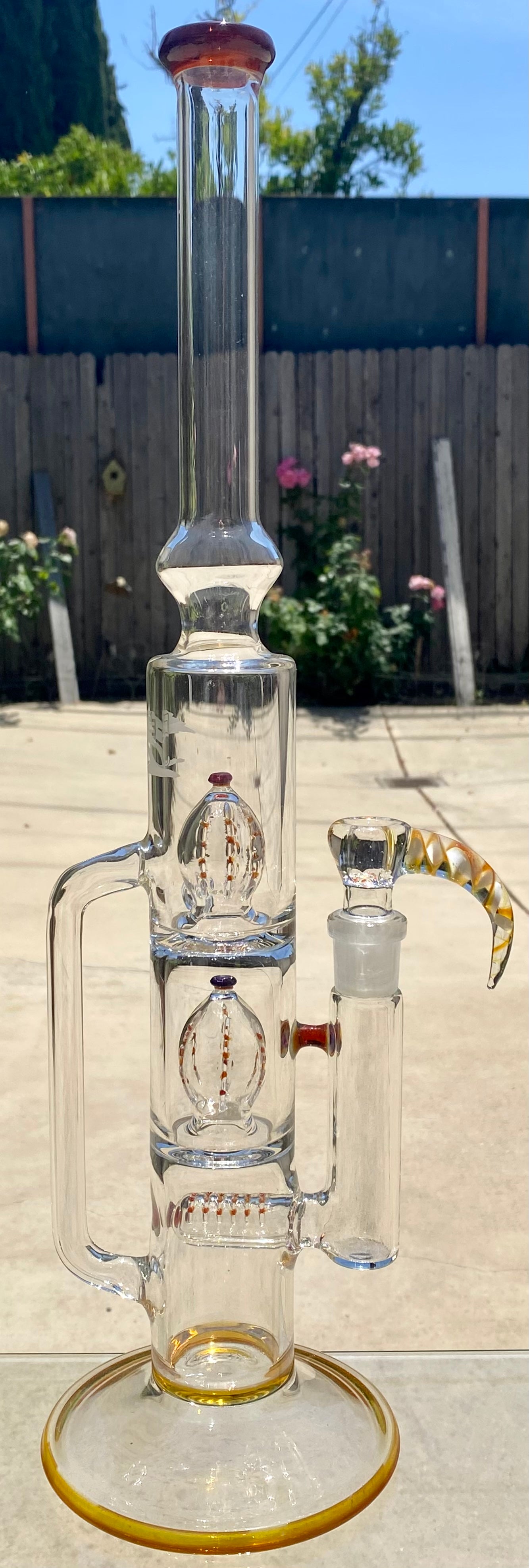 5_3lements Glass Grid to Double Imperial Recycler Amber Purple