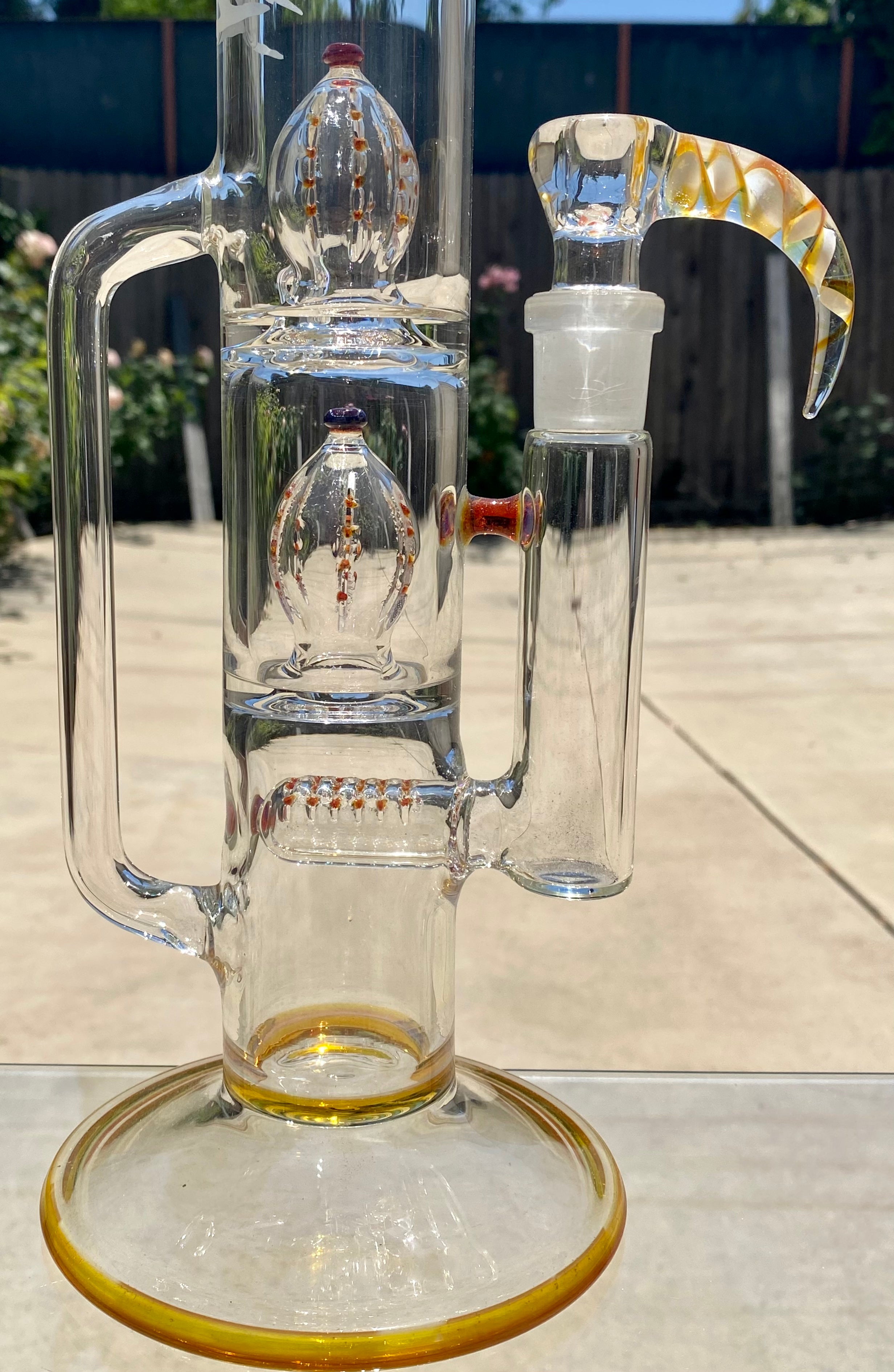 5_3lements Glass Grid to Double Imperial Recycler Amber Purple