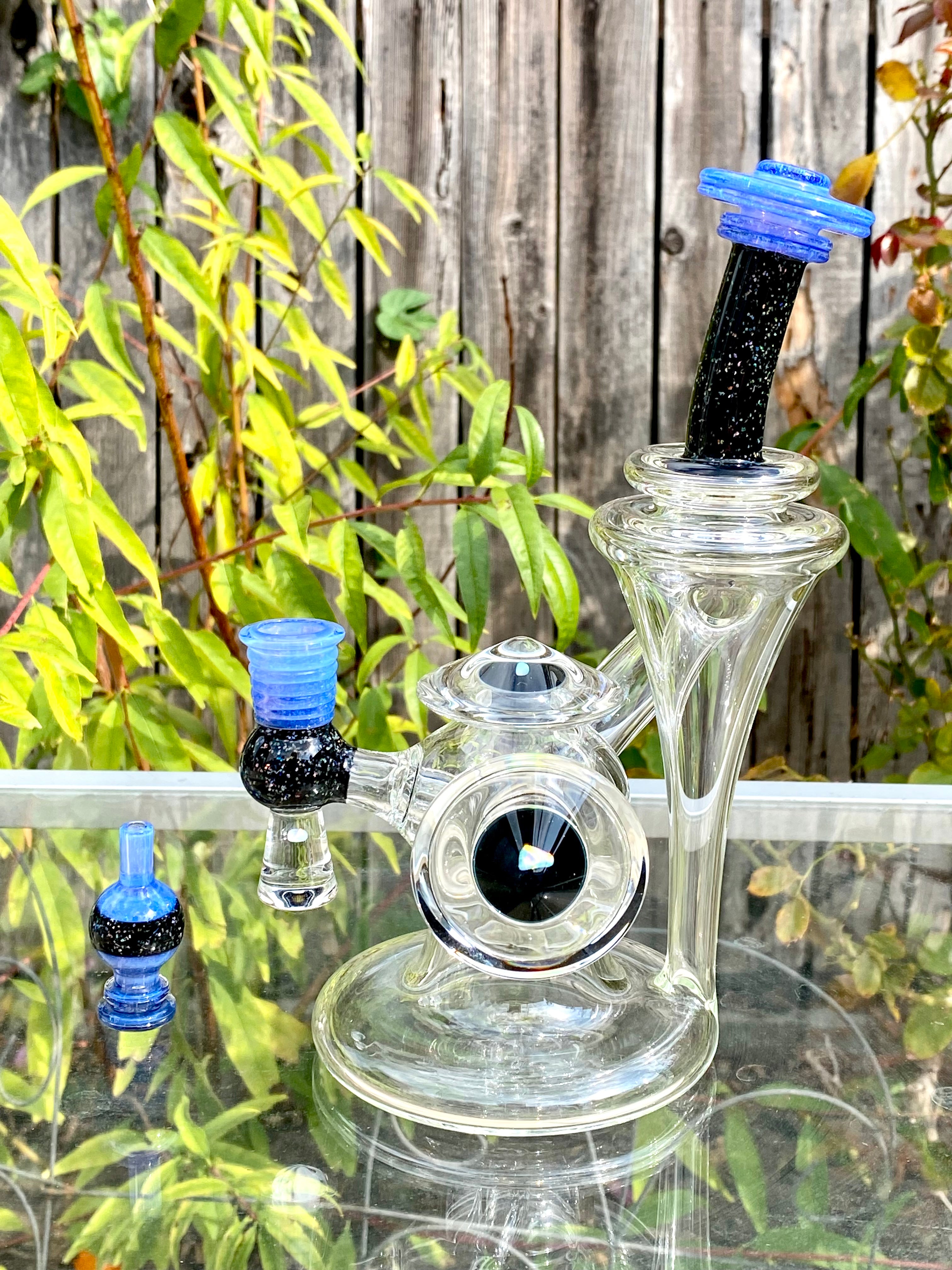 Tons of Fun 14mm Neptune & Crushed Opal Single Uptake Recycler