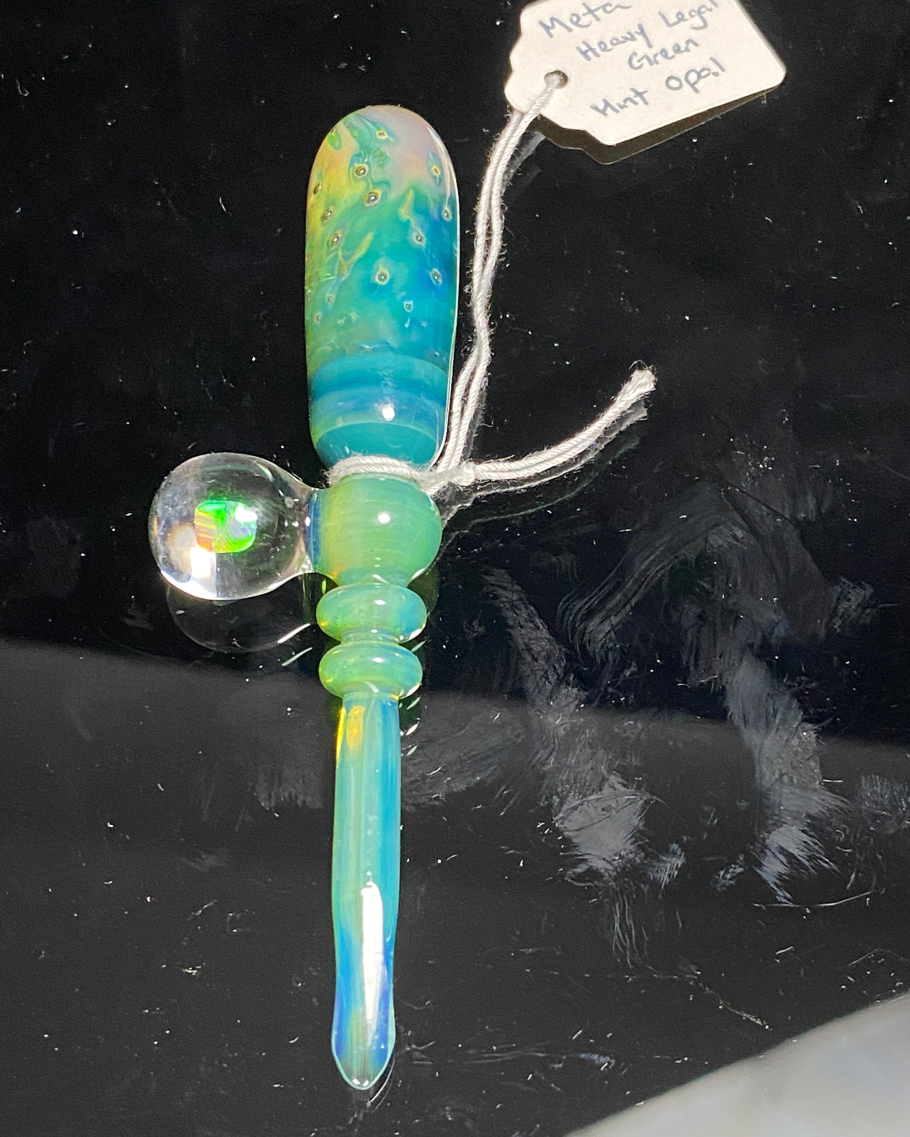 Fearn Gully Dab Tool Meta Heavy Legal Green Bubbletrap w- Mint Opal - TheSmokeyMcPotz Collection 