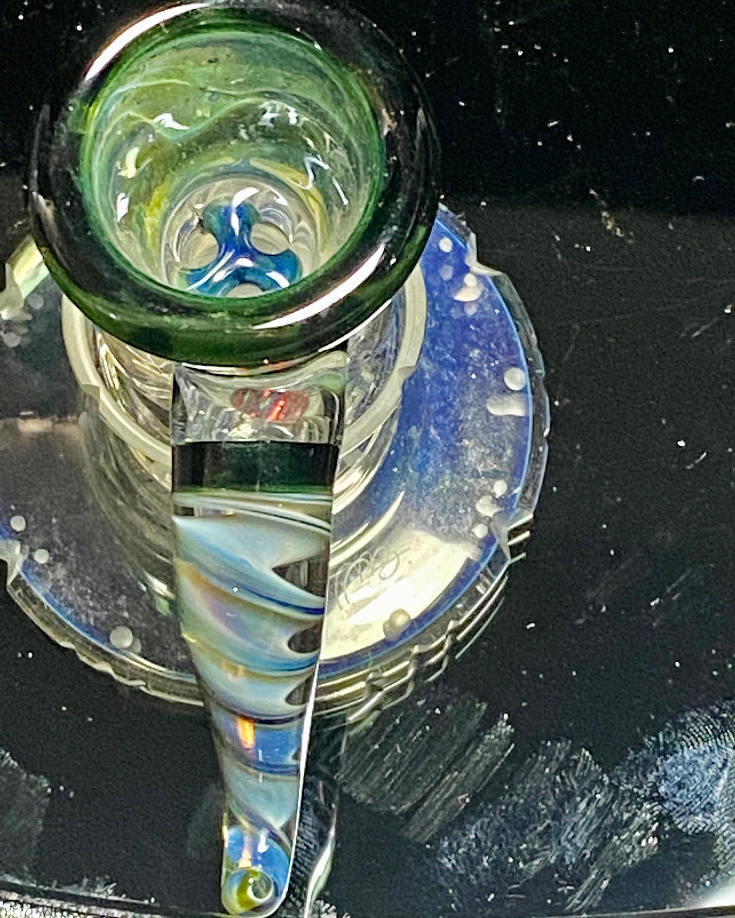 Mary Blows Glass Green Martini Horn Handle 14mm - TheSmokeyMcPotz Collection 