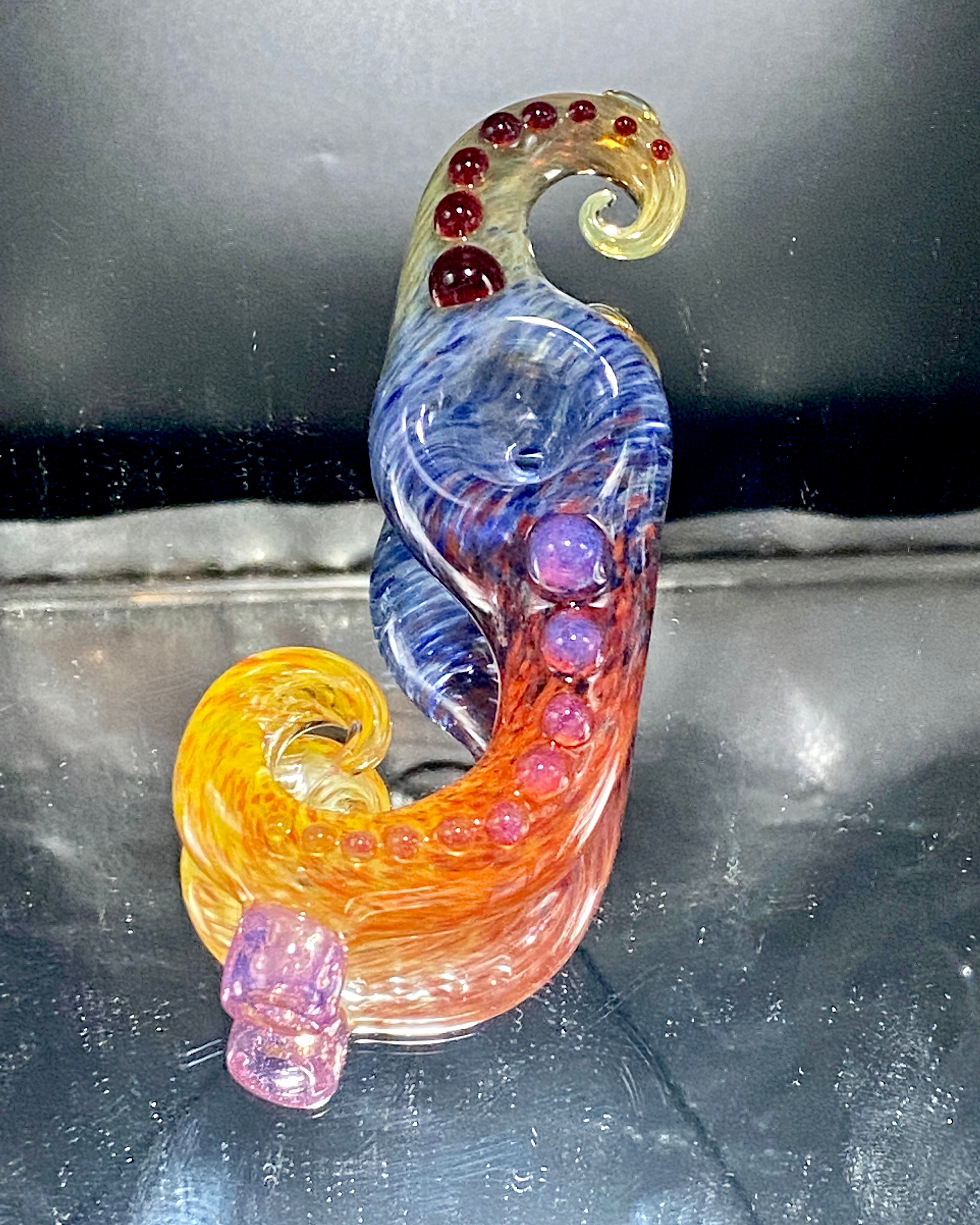 Global Glassworks "S" Curl Spoon Full Color Yellow Tail - TheSmokeyMcPotz Collection 