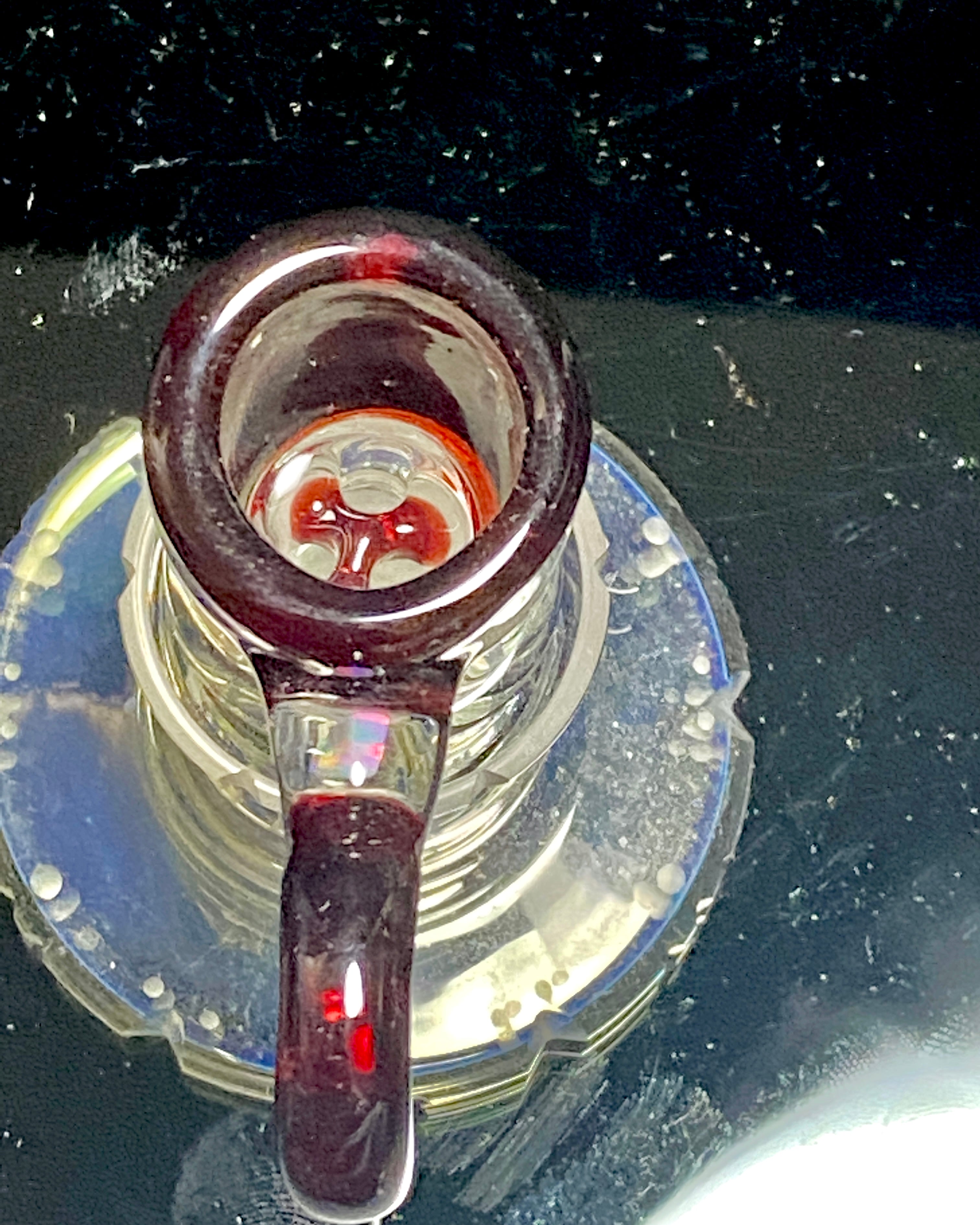 Mary Blows Glass Red Ring Handle w/ Opal 14mm - TheSmokeyMcPotz Collection 