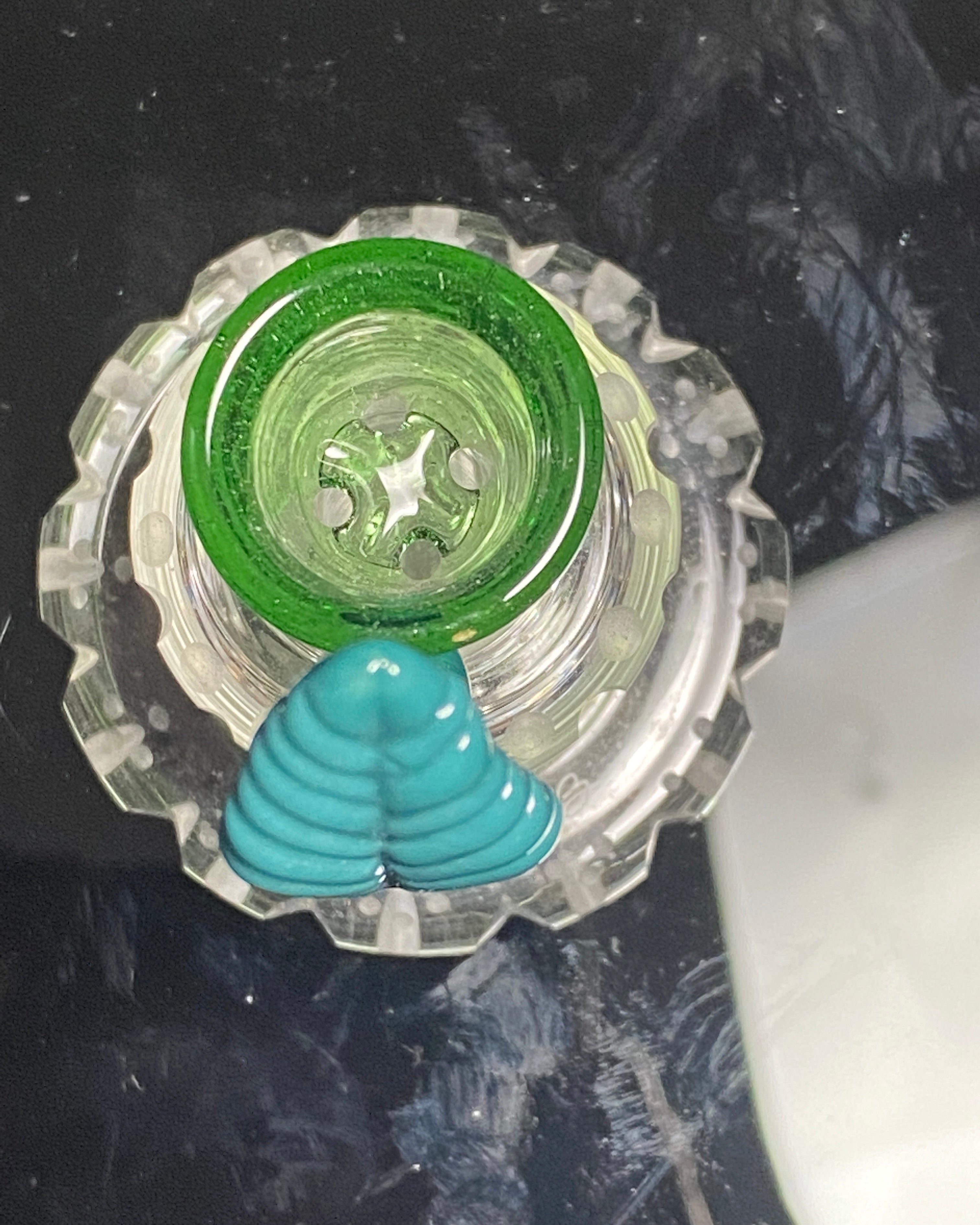Dippy Glass 18mm Blue Leaf Slide - TheSmokeyMcPotz Collection 
