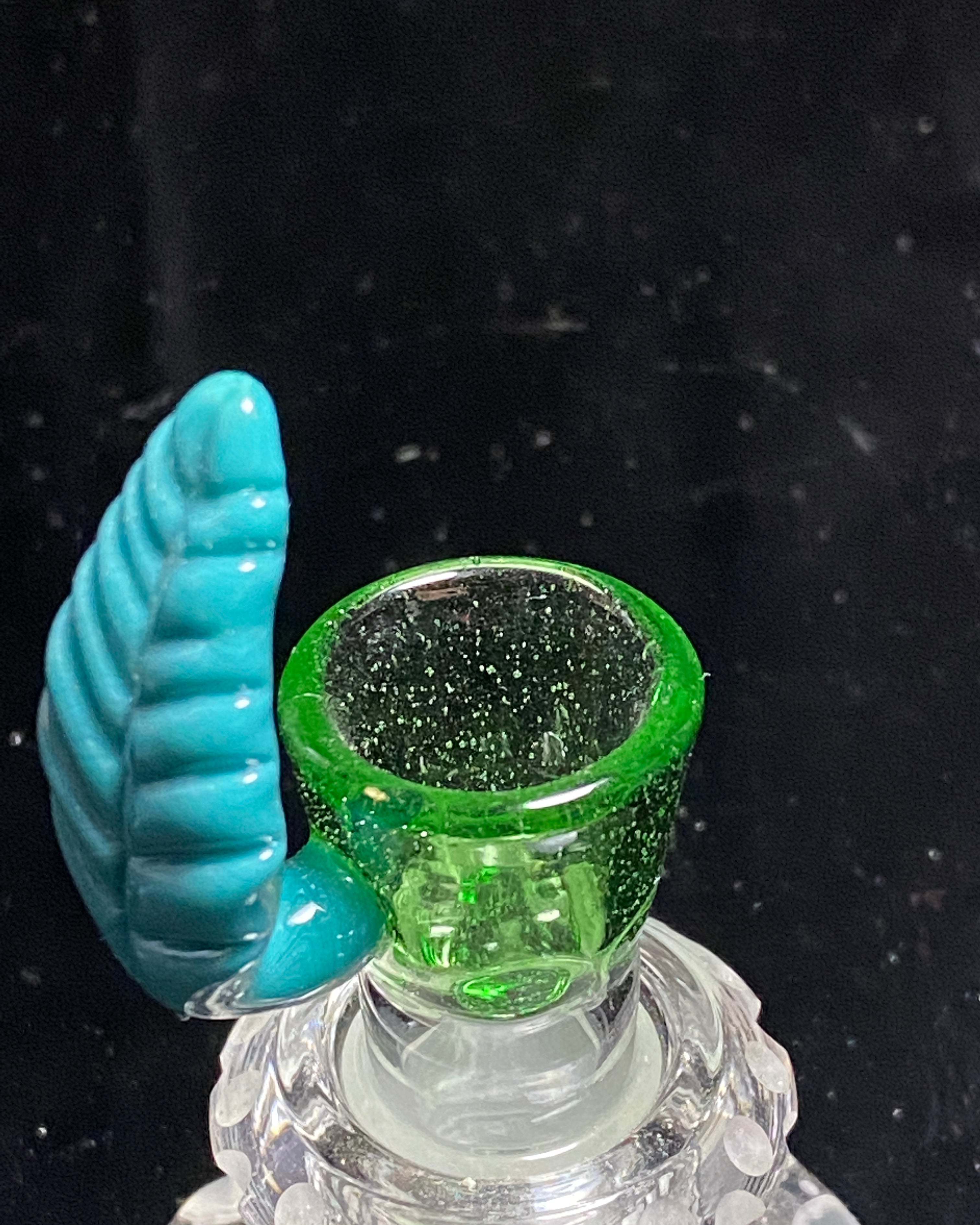 Dippy Glass 18mm Blue Leaf Slide - TheSmokeyMcPotz Collection 
