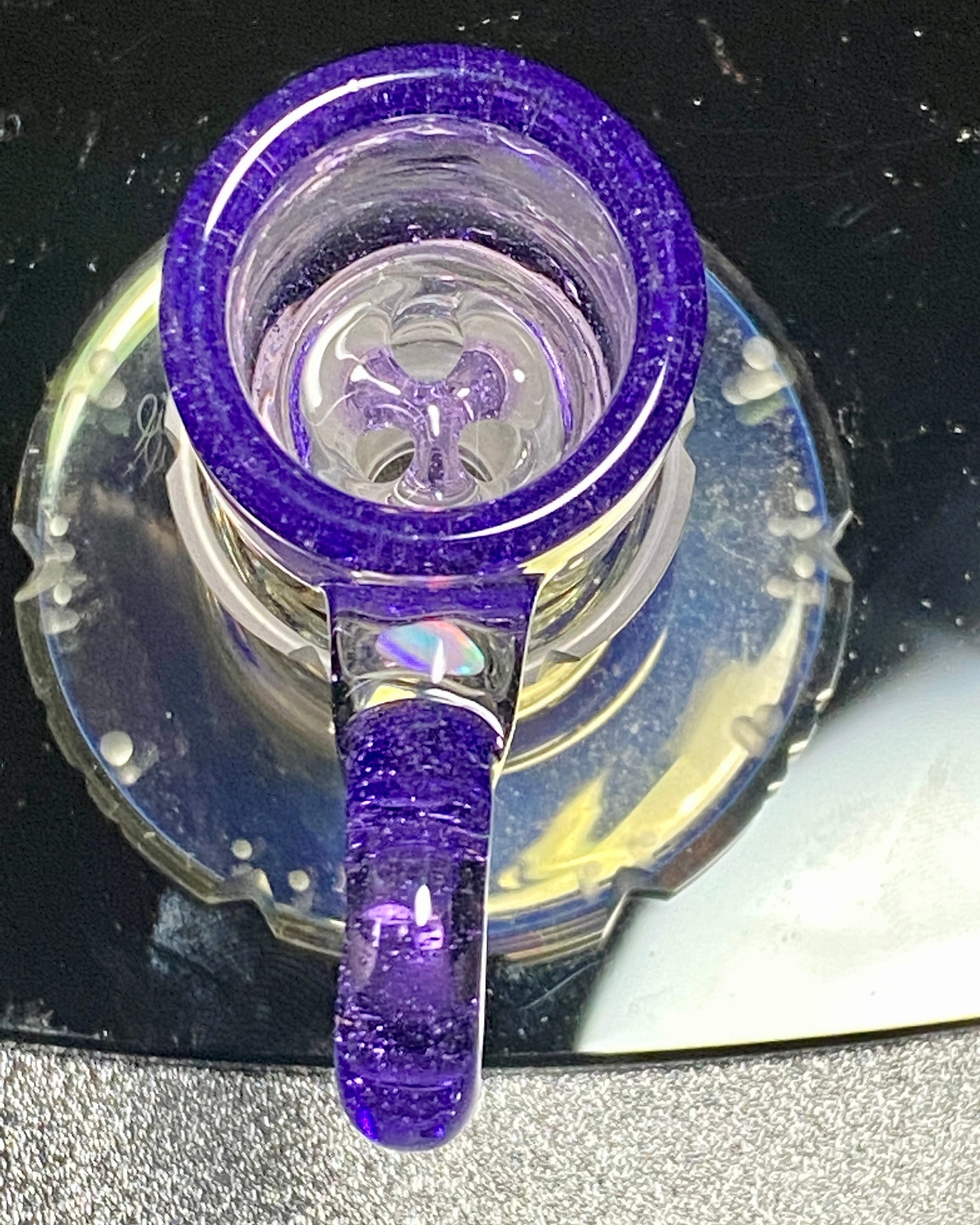 Mary Blows Glass Purple Ring Handle w- Opal 14mm - TheSmokeyMcPotz Collection 